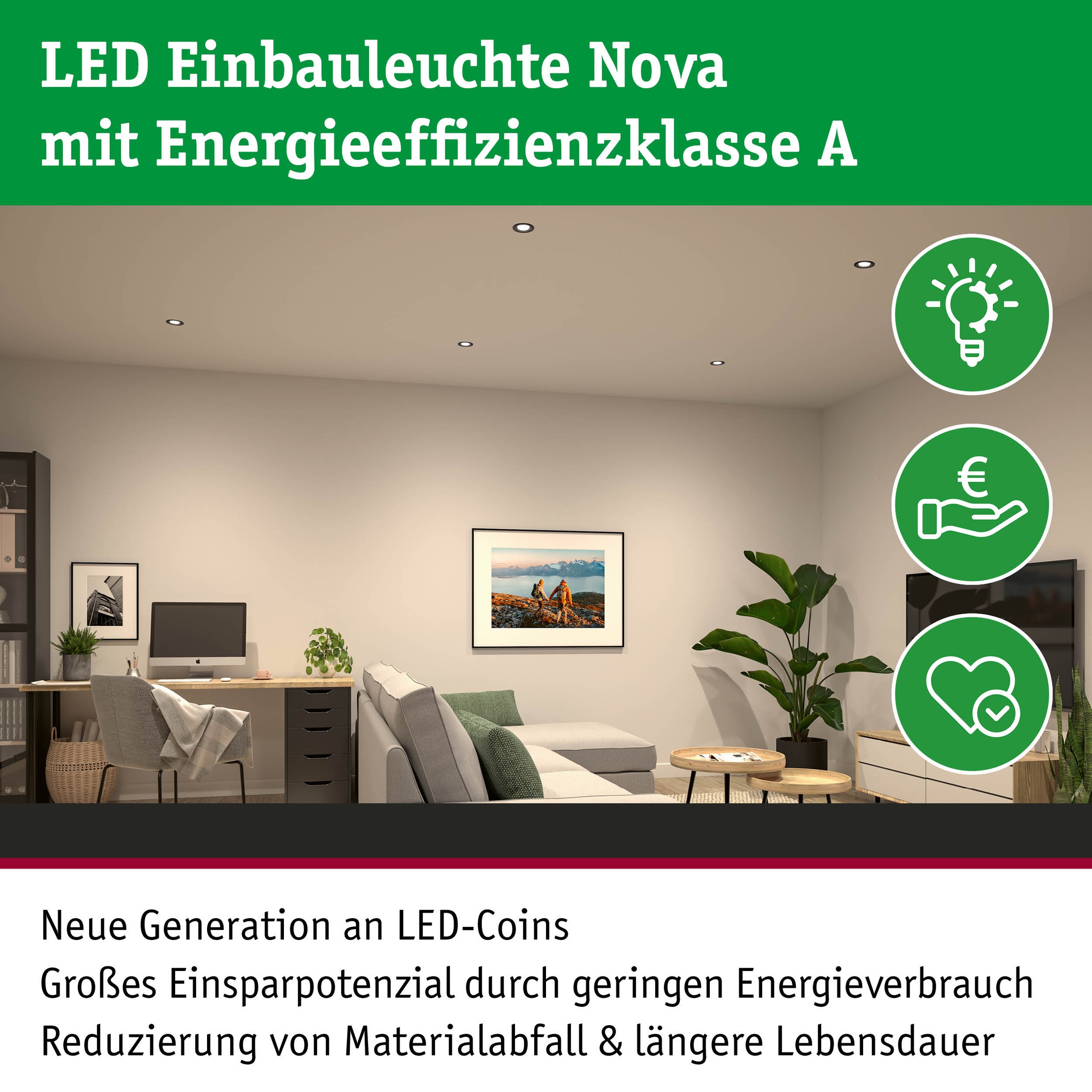 Paulmann LED Einbauleuchte »LED Einbauleuchte Nova Coin rund 84mm 50°«, 3 flammig, Leuchtmittel LED-Modul | LED fest integriert