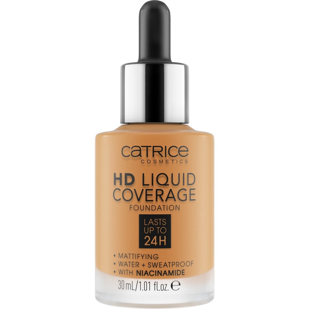 Catrice Foundation »HD Liquid Coverage Foundation«, Flüssig, mattierend, softe Textur, hohe Deckkraft, wasserfest.