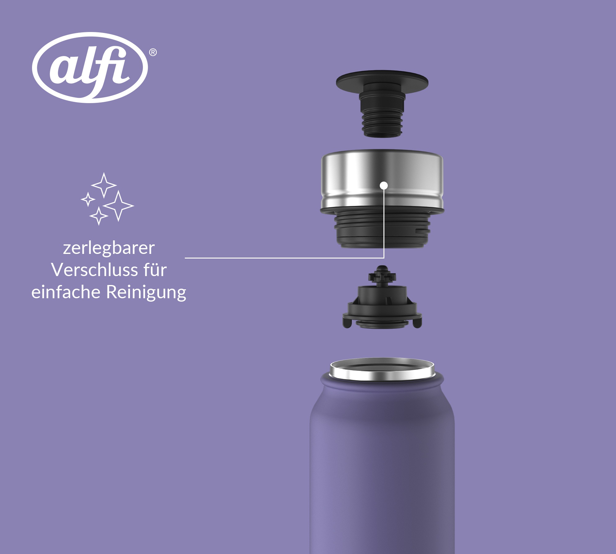 Alfi Thermobecher »PURE DRINKING MUG, absolut dicht, spülmaschinenfest« 0,50l, 9h heiß & 18h kalt, mit Druckknopf, Pulverbeschichtung