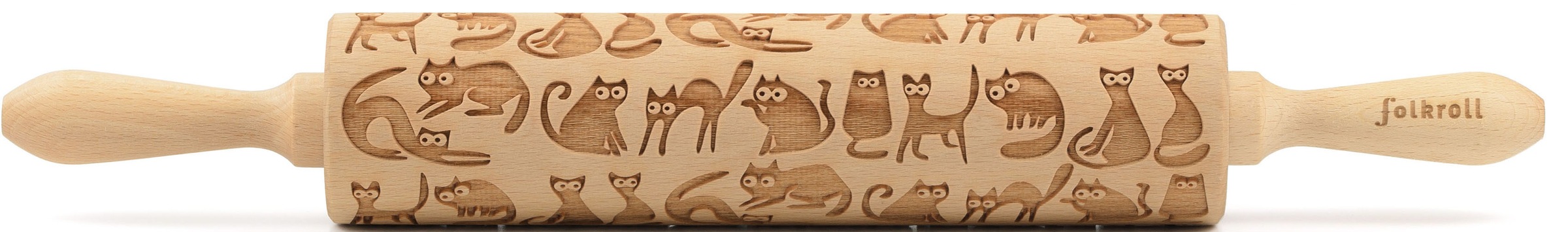 FOLKROLL Teigroller »3D-Motiv-Teigrolle« Katzen braun