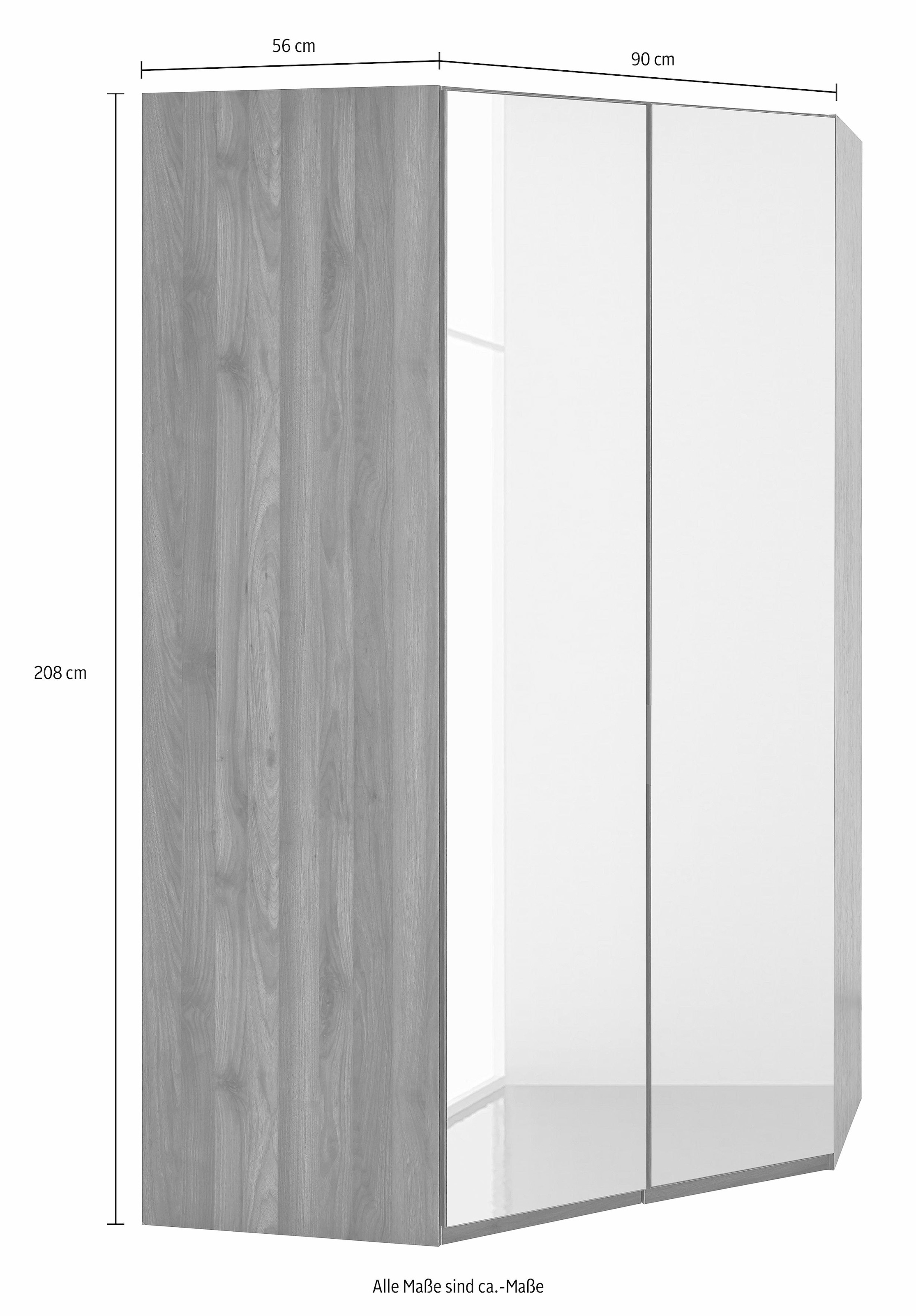 Leuchte mit »New bestellen Eckkleiderschrank und Spiegeltüren LED online York«, Wimex