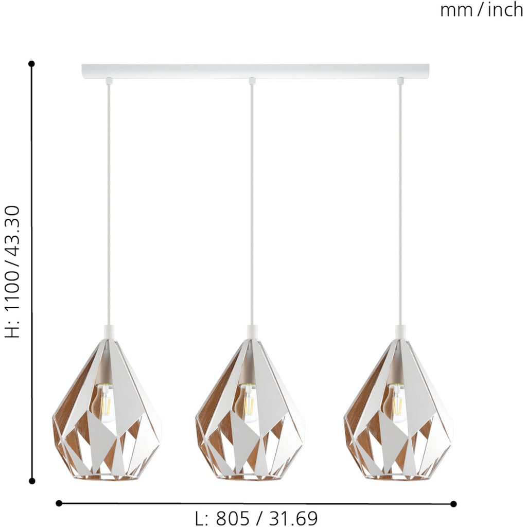 EGLO Pendelleuchte »CARLTON 1«, 3 flammig-flammig