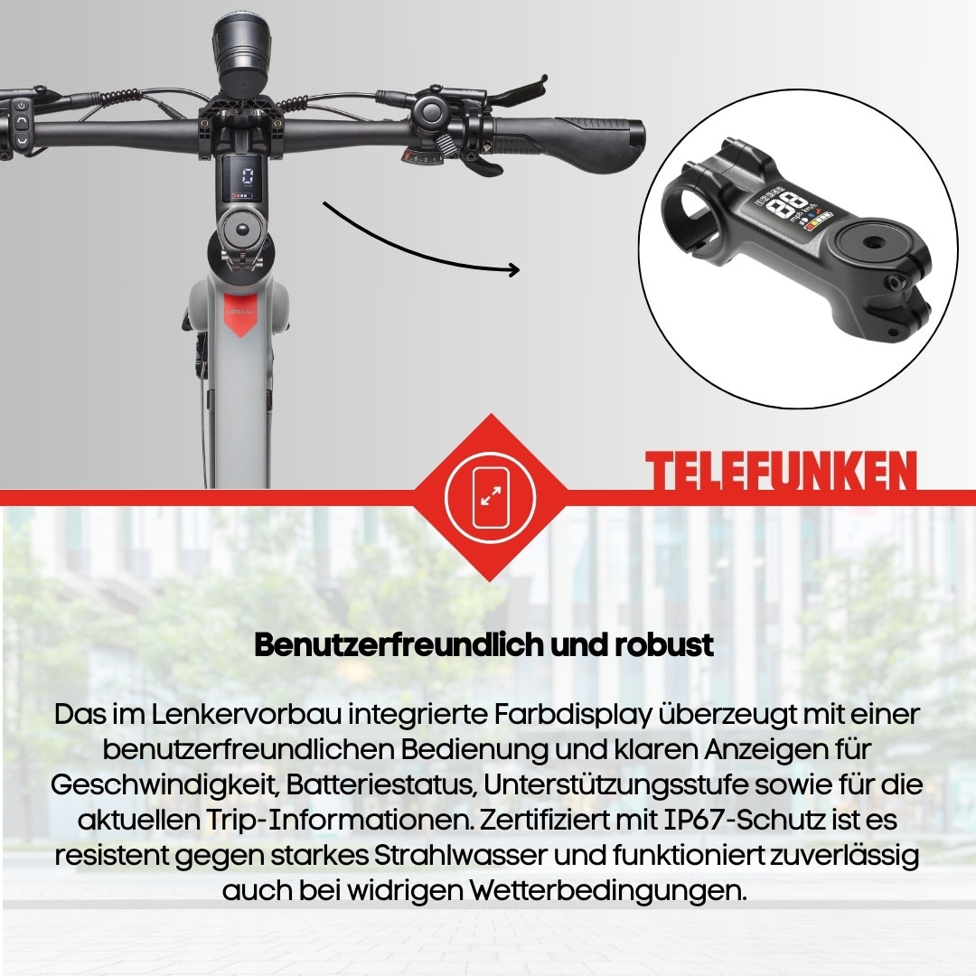 Telefunken E-Bike »UH200«, 7 Gang, Shimano, Heckmotor 250 W, (28 Zoll, Straßenzulassung, Scheibenbremsen, leichtes E-Bike ca. 20 kg), Pedelec, Elektrofahrrad für Herren u. Damen, Urbanbike