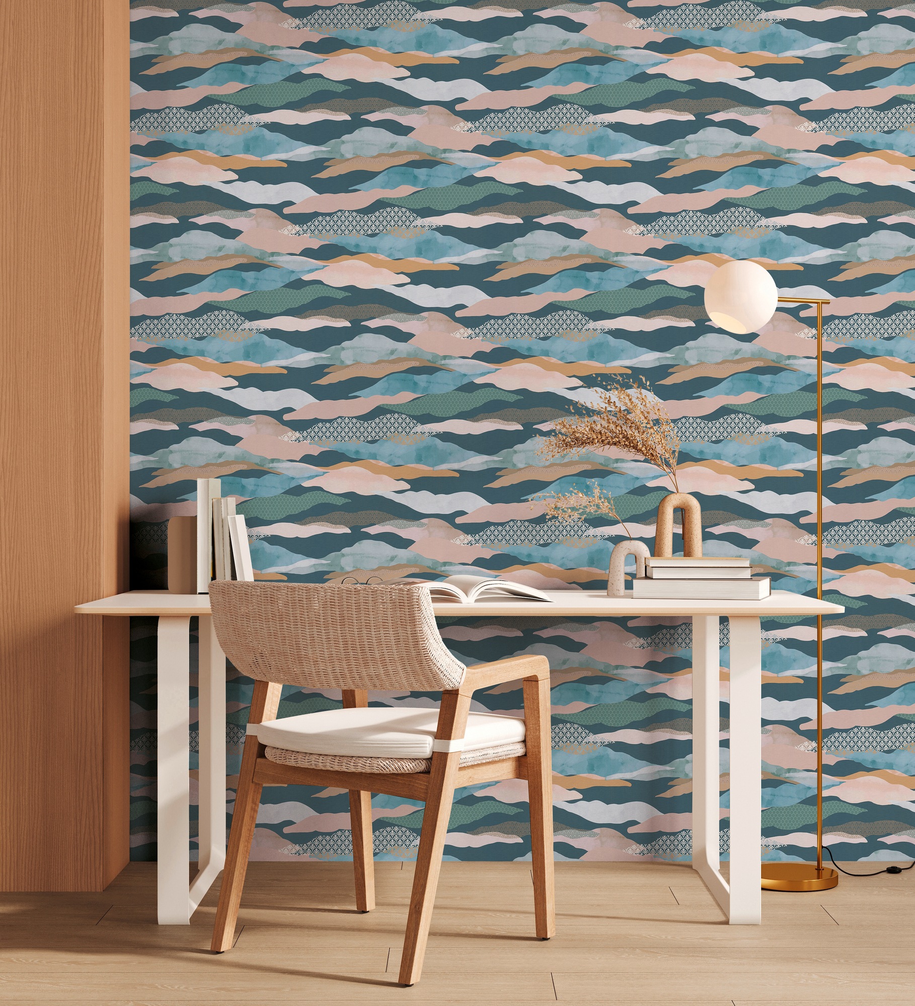 A.S. Création Vliestapete »PintWalls II Grafik-Tapete Mustertapete Wellen Wolken«, matt, Vliestapete Abstrakt für Schlafzimmer Küche Wohnzimmer Grafik Design