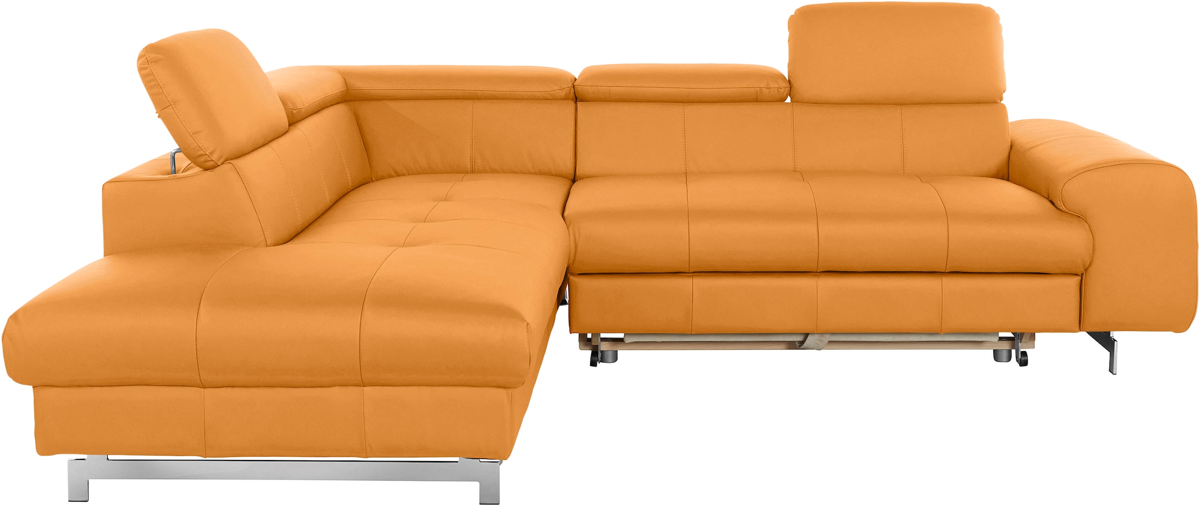 COTTA Ecksofa »Chef L-Form«, mit Kopfteilverstellung, edle Metallkufen, wahlweise mit Bettfunktion