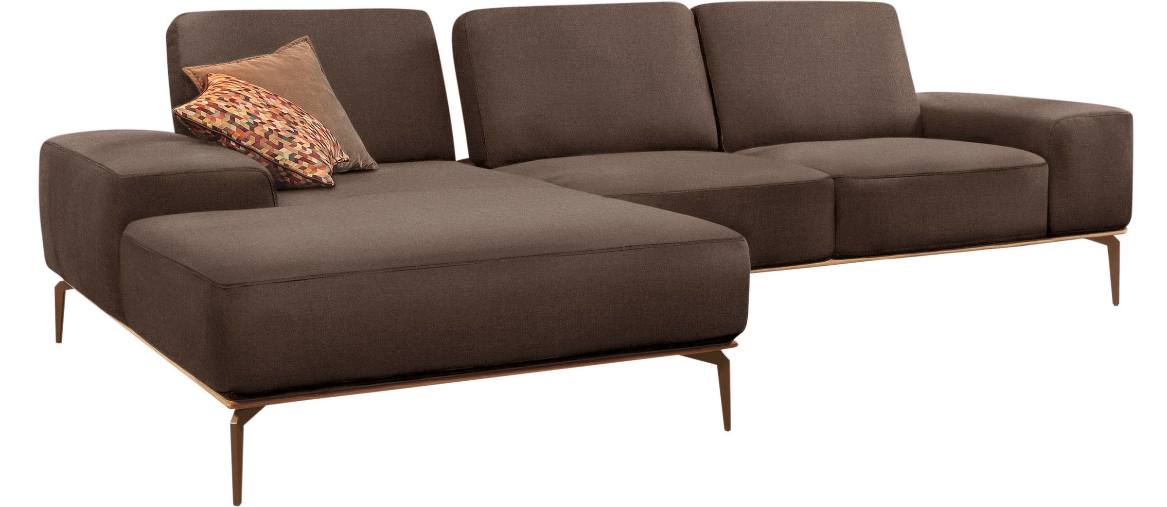 W.SCHILLIG Ecksofa »run, Designsofa mit tollem Sitzkomfort, L-Form«, mit Holzsockel, Füße in Bronze pulverbeschichtet, Breite 299 cm