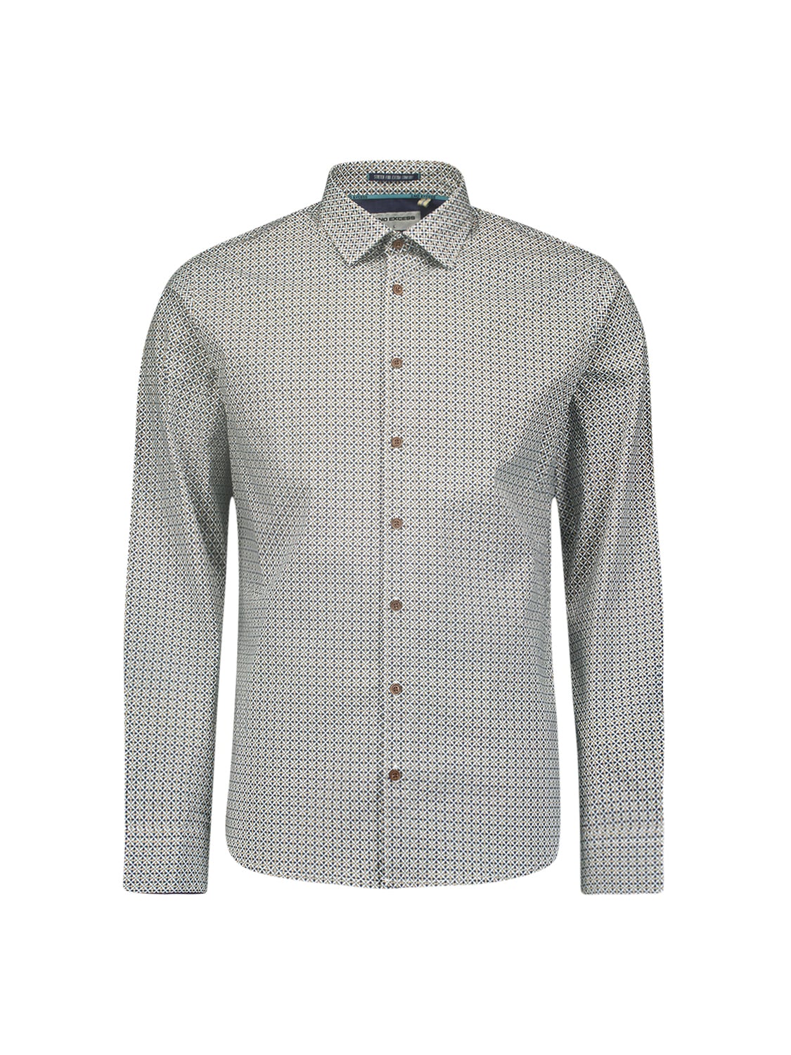NO EXCESS Langarmhemd »No Excess Stilvolles Winterhemd mit dynamischem Allover-Muster«