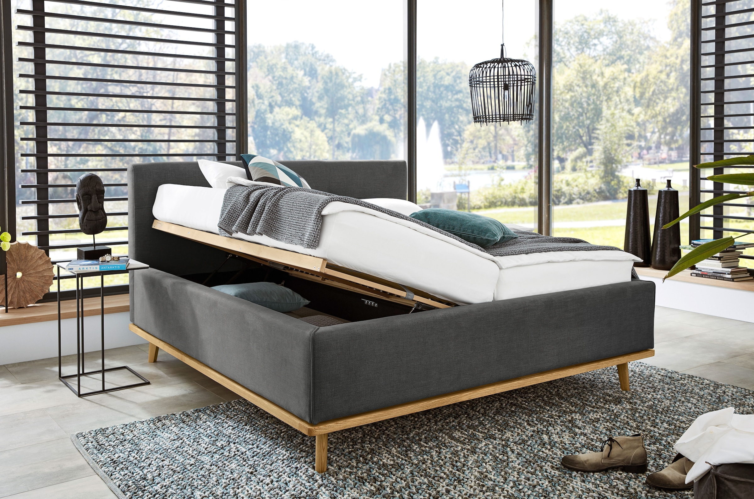 Musterring Polsterbett »Delphi« Eicherahmen massiv, Kopfteil mit Steppung