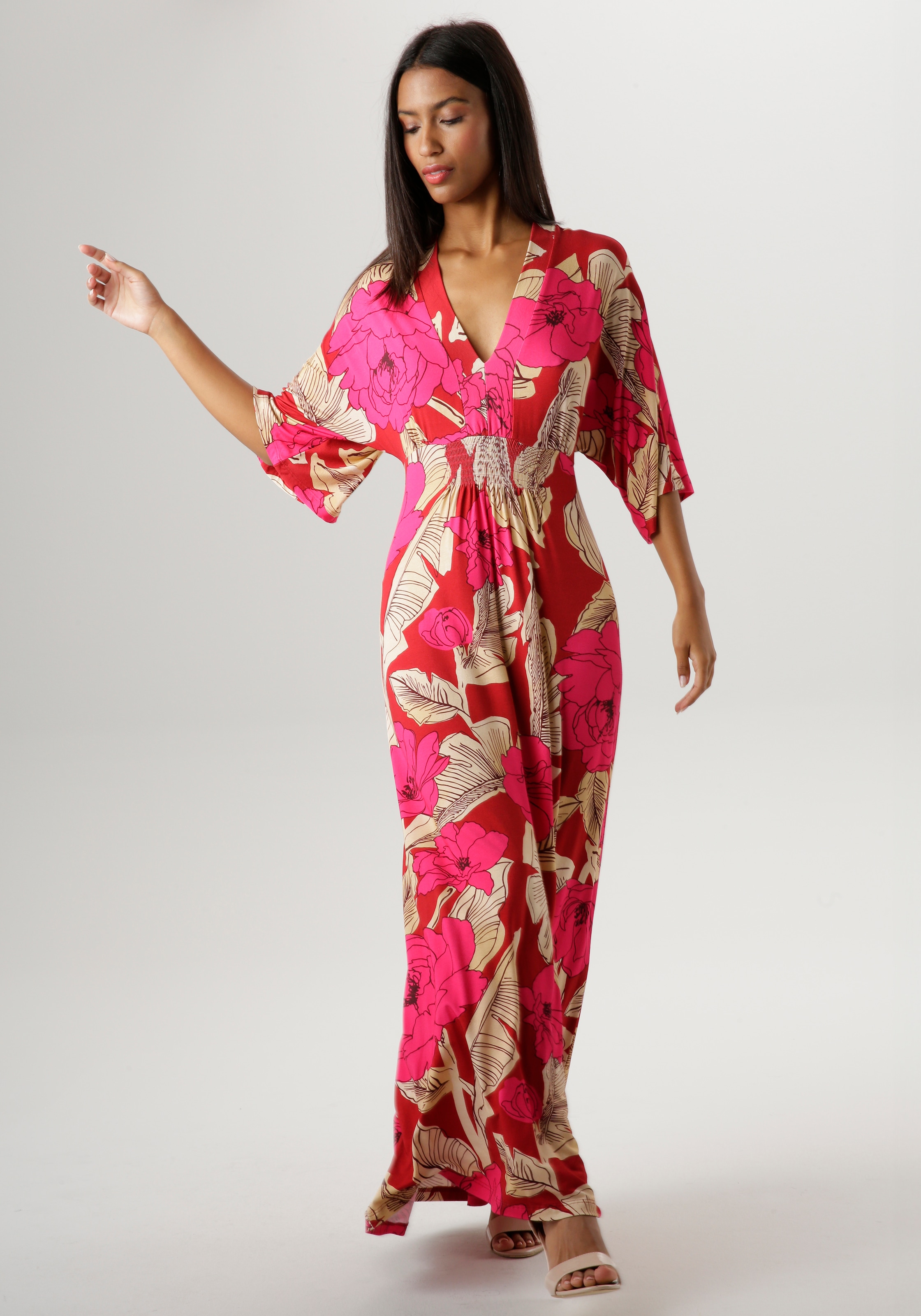 Aniston SELECTED Sommerkleid, KOLLEKTION mit Blüten- online und - Blätterdruck NEUE bei großflächigem