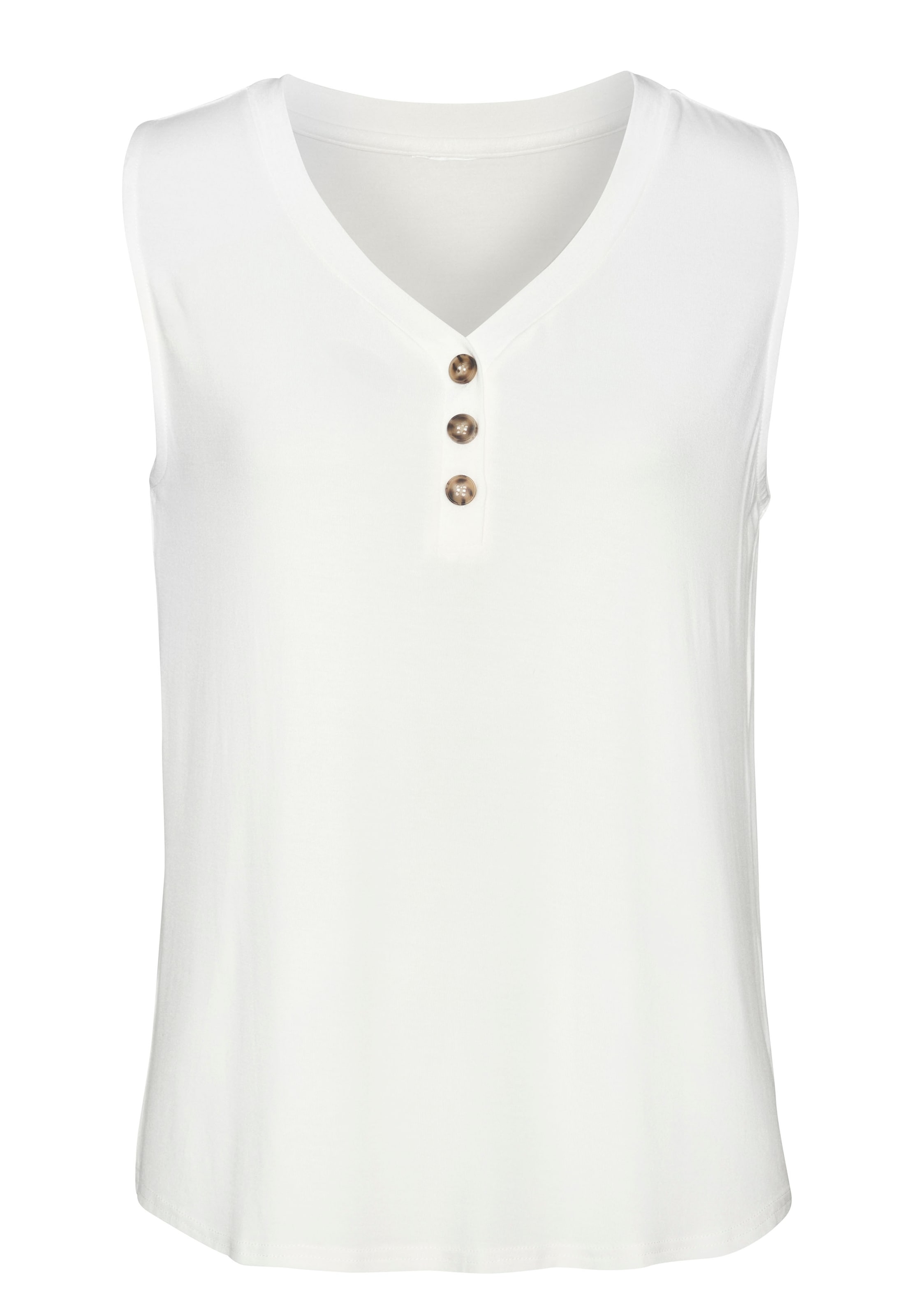 LASCANA Shirttop »mit Zierknöpfen in Hornoptik«, (2er-Pack), aus weichem Viskose-Stretch