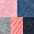 1x hellrosa-meliert, 1x lachs-meliert, 1x hellgrau-meliert, 1x jeans-meliert, 1x dunkel jeans-meliert