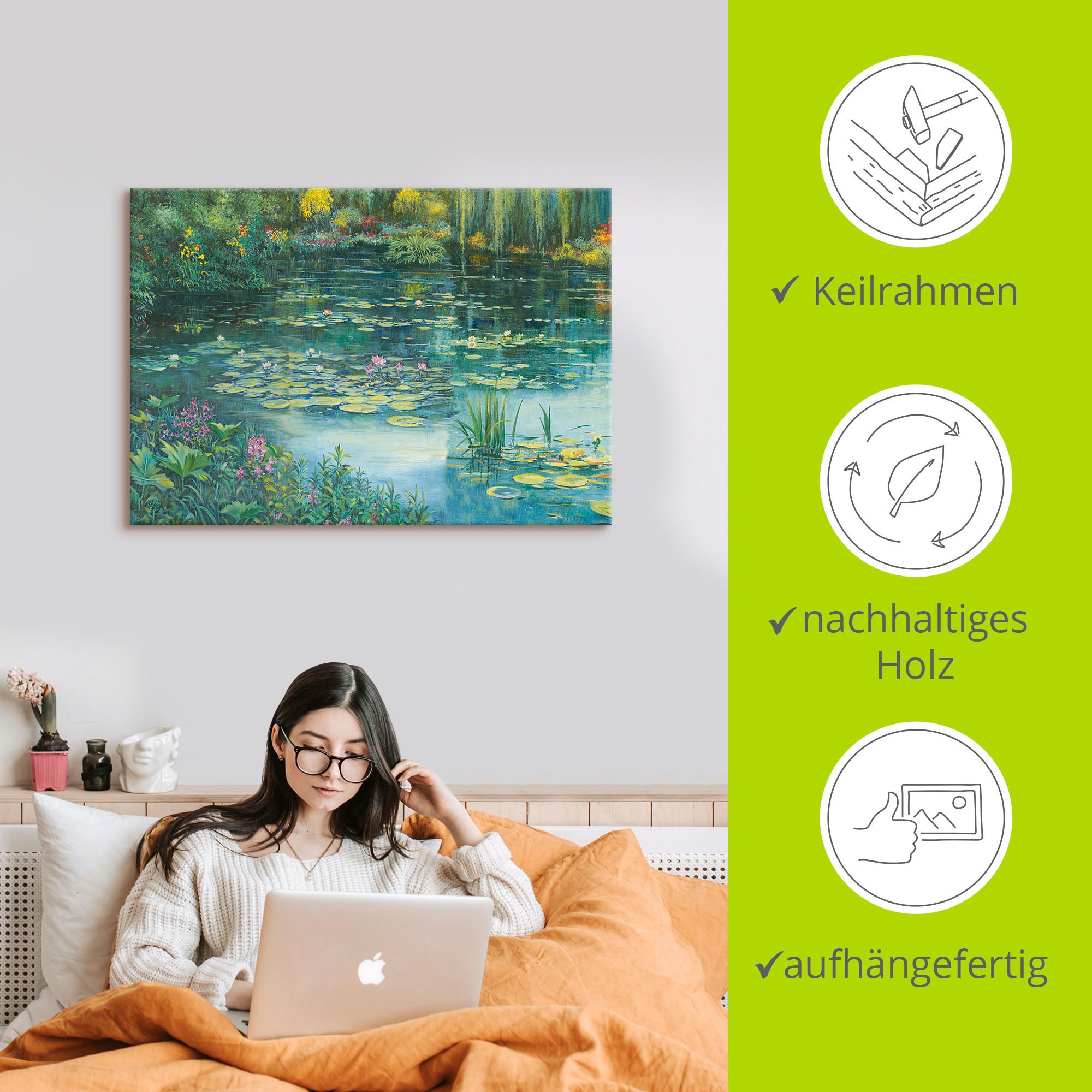 Artland Wandbild »Teichlandschaft I«, Gewässer, (1 St.), als Alubild, Outdoorbild, Leinwandbild, Poster in verschied. Größen