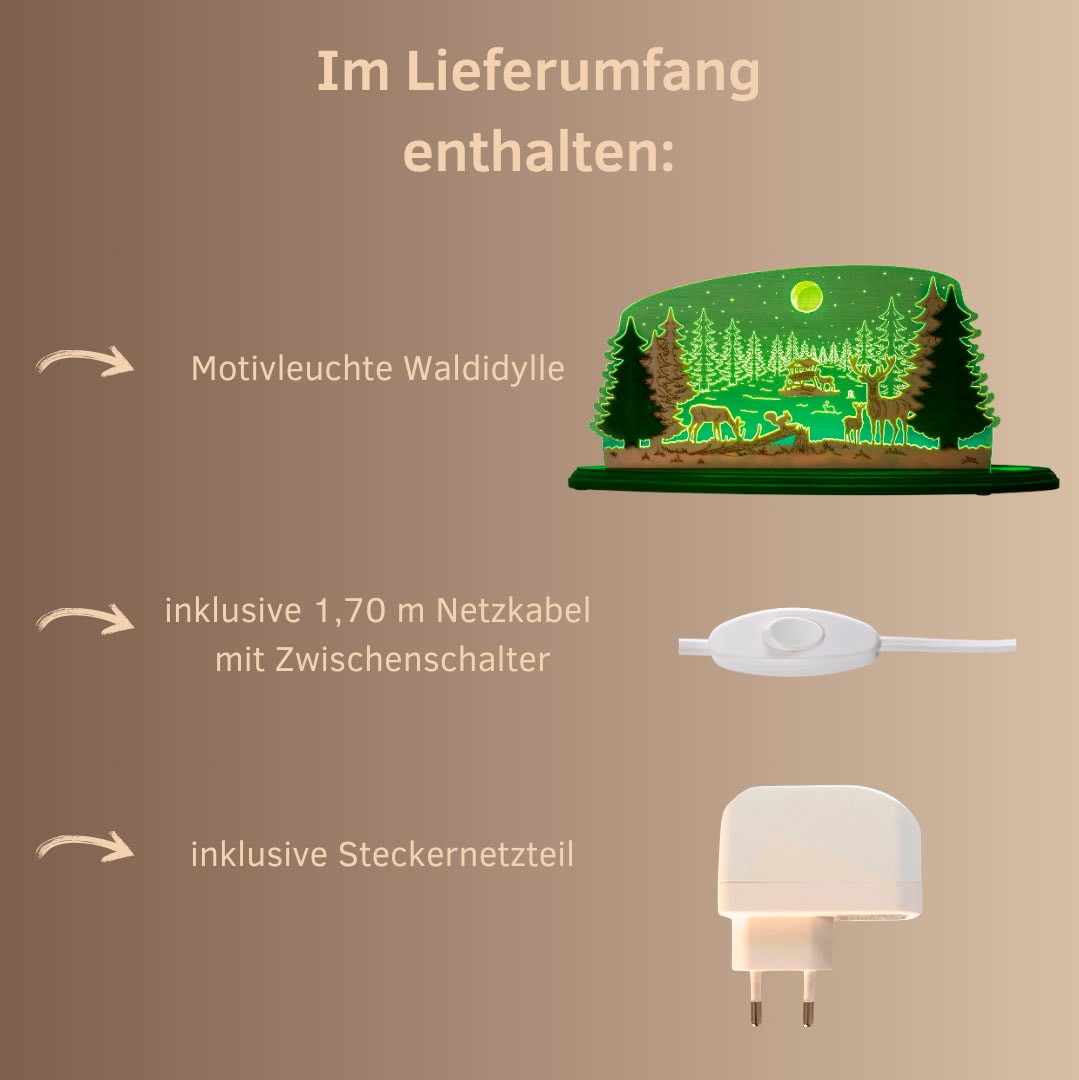 Weigla Lichterbogen »LED Waldidylle, Dekoleuchte aus Holz & Acrylglas, GRÜN-NATUR« 1 Stk.