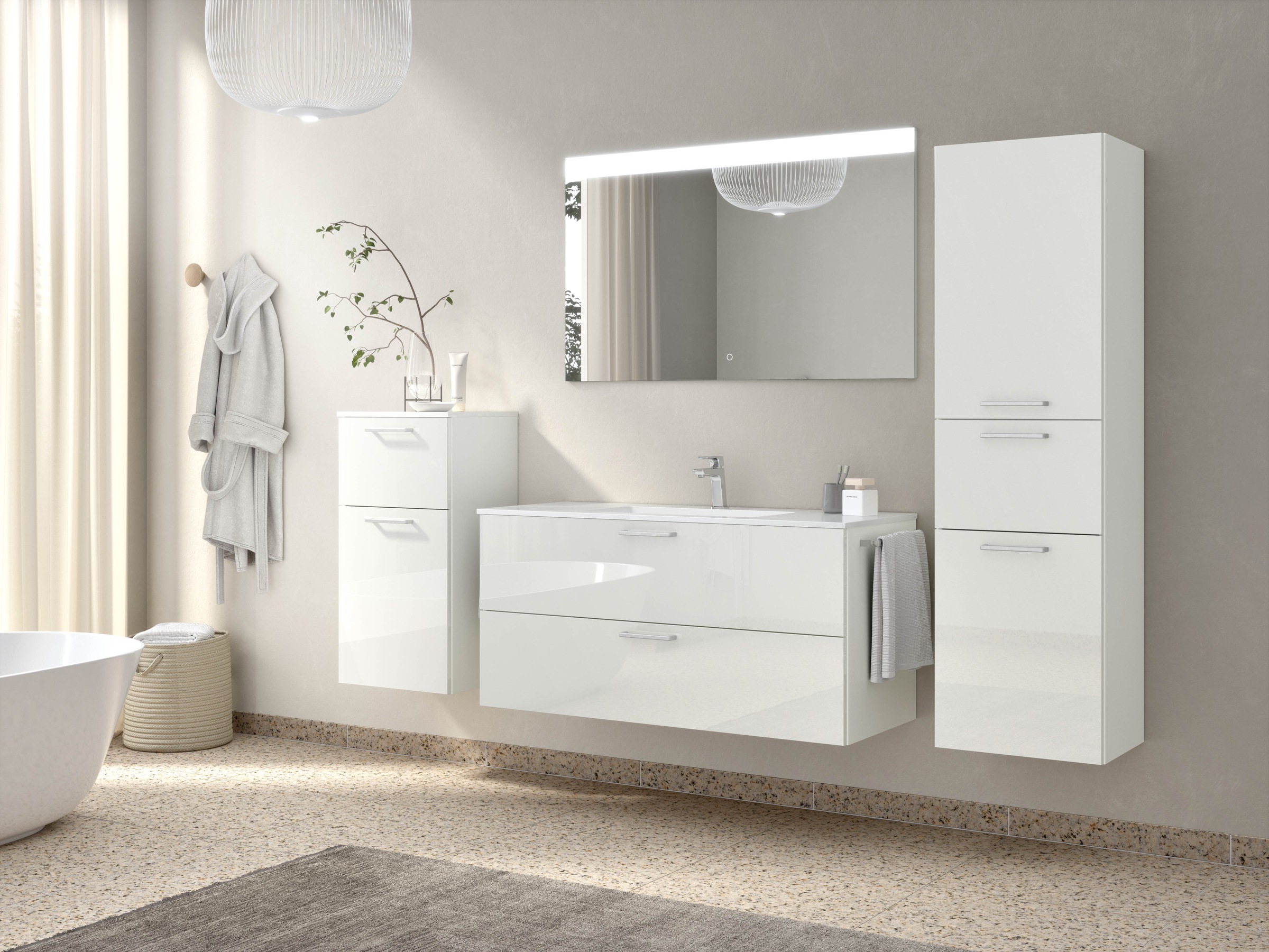 nobilia® Badmöbel-Set »Tolvina«, (4 St., vormontiert, mit Soft-Close), Hoch günstig online kaufen