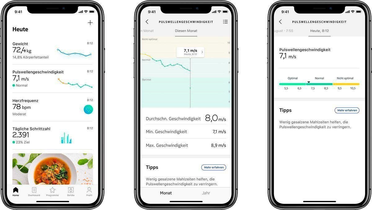 Withings Körper-Analyse-Waage »Body Cardio, Bluetooth und W-Lan fähig«, zeigt Körperfettanteil (KFA), Muskelmasse, Wasseranteil