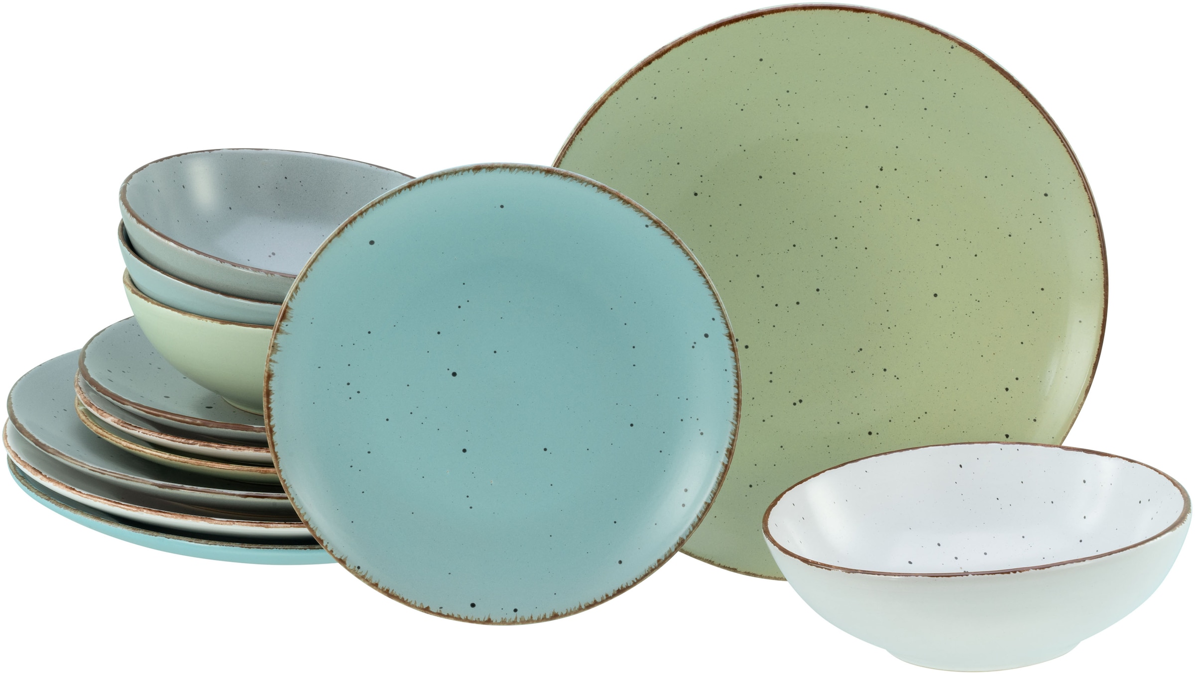 CreaTable Teller-Set »Fashion Bunt, Tellerset 12-tlg.« Vintage Look, Seiden günstig online kaufen