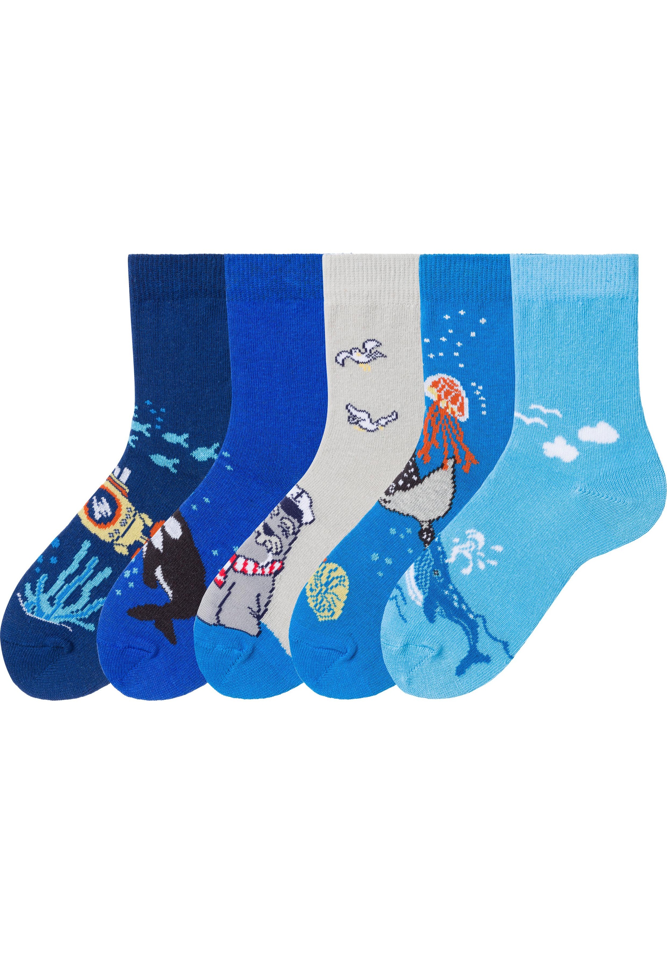 ARIZONA Socken Packung, 5 Paar tlg. mit Meeresmotiven 5x bunt-gemustert 23-26 23-26 Multipack mit 5 Paar Kindersocken