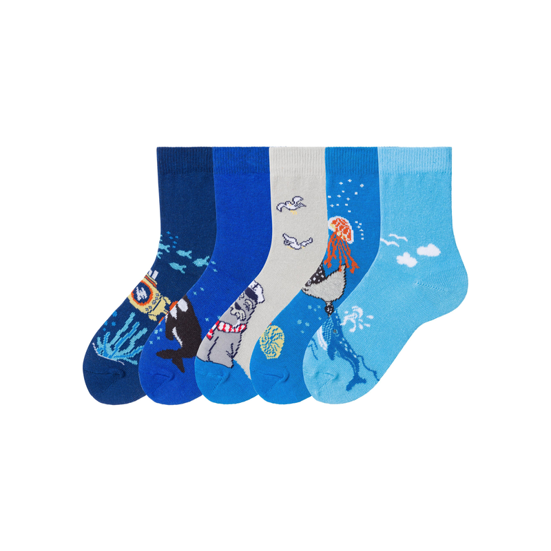 ARIZONA Socken Packung, 5 Stk. tlg. mit Meeresmotiven 5x bunt-gemustert 27-30 27-30 Multipack mit 5 Paar Kindersocken