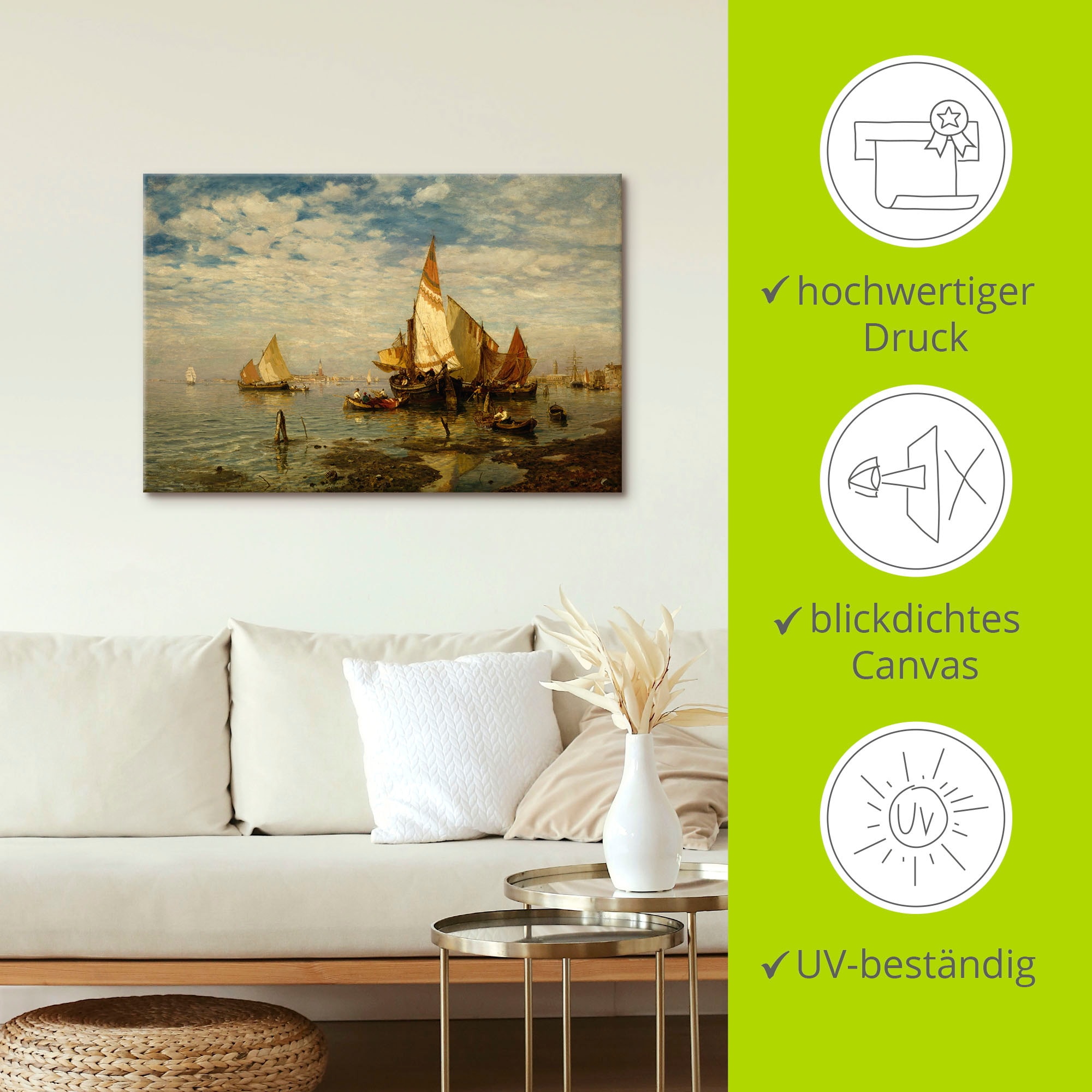 Artland Leinwandbild »In der Lagune bei Venedig«, Bilder von Booten & Schiffen, (1 St.), auf Keilrahmen gespannt