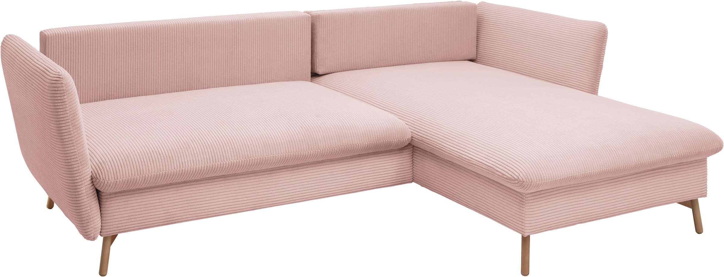 andas Ecksofa »MERLE, 258 cm, L-Form, Cord,«, mit Schlaffunktion, Liegefläche 224 x 139 cm und Bettkasten