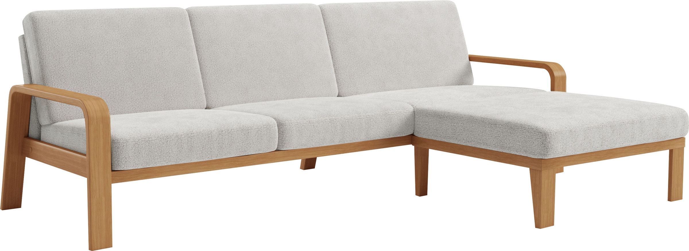 sit&more Ecksofa »Kolding L-Form«, Armlehnen aus eichefarbigem Buchenholz, verschiedene Bezüge und Farben