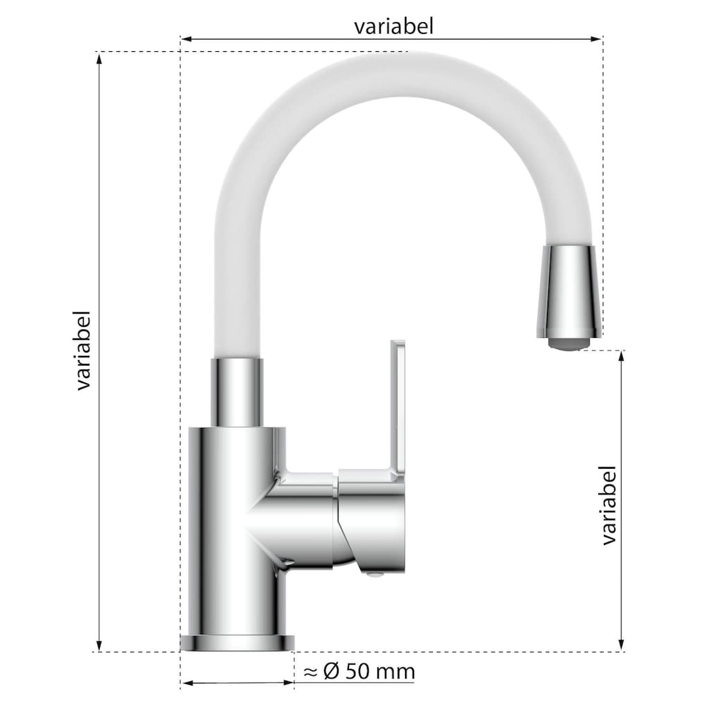 Eisl Waschtischarmatur »Flexo«, energiesparender Wasserhahn, Mischbatterie Waschbecken, in Weiß/Chrom