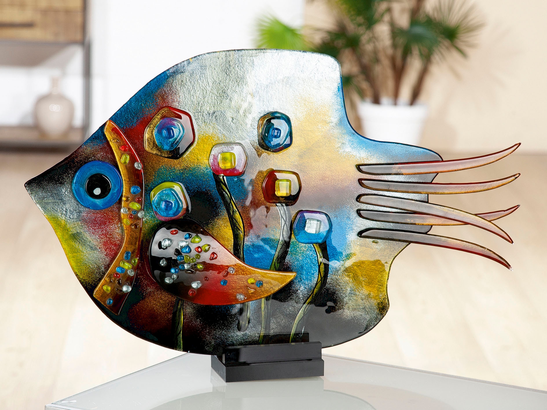 GILDE GLAS art Dekofigur »Skulptur Fisch Fresh Flowers«, bunt, Glas günstig online kaufen