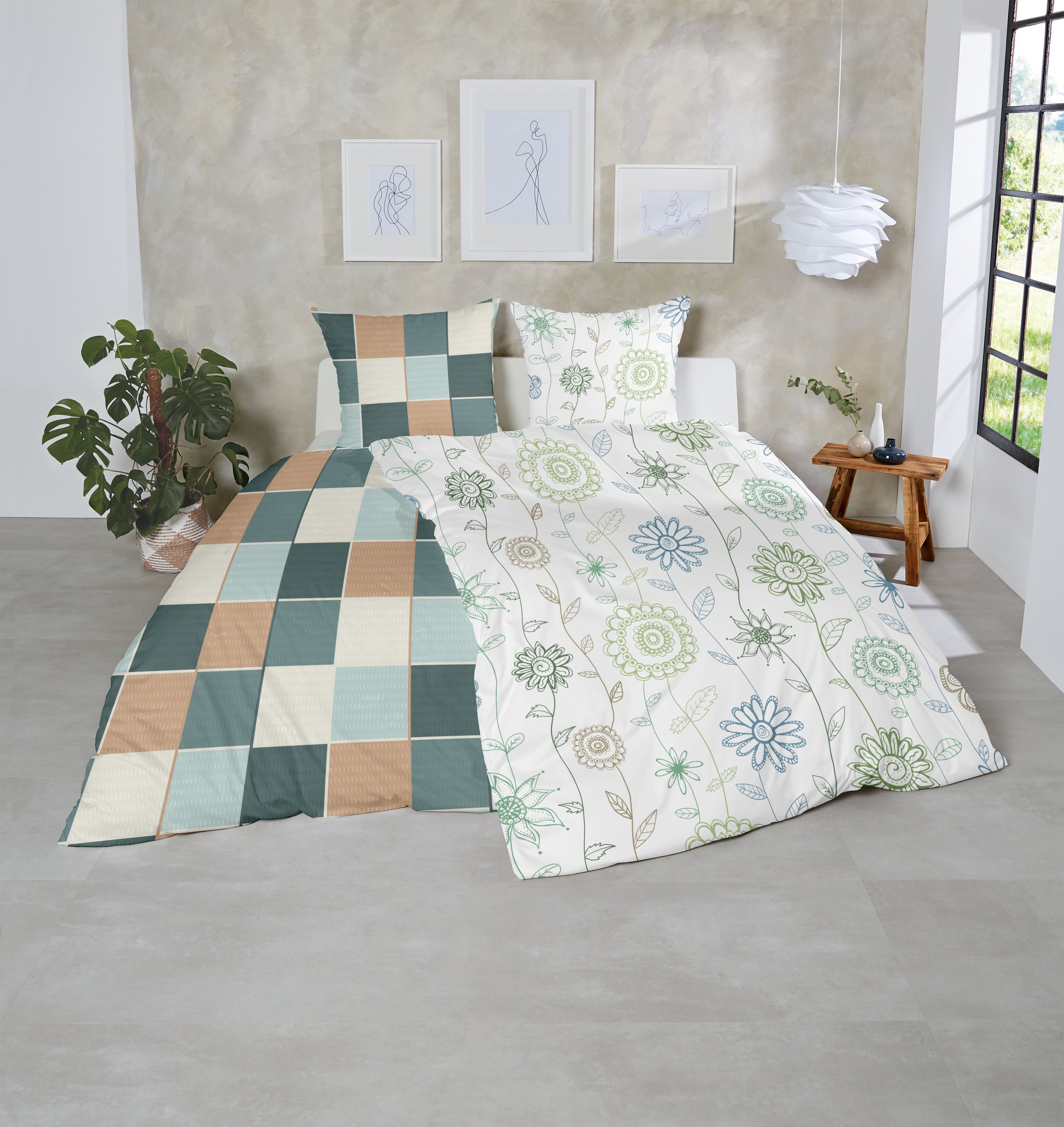 Primera Bettwäsche »Feinbiber-Bettwäsche Frida« 2 Stk. tlg. mit fröhlichem Blumenmuster