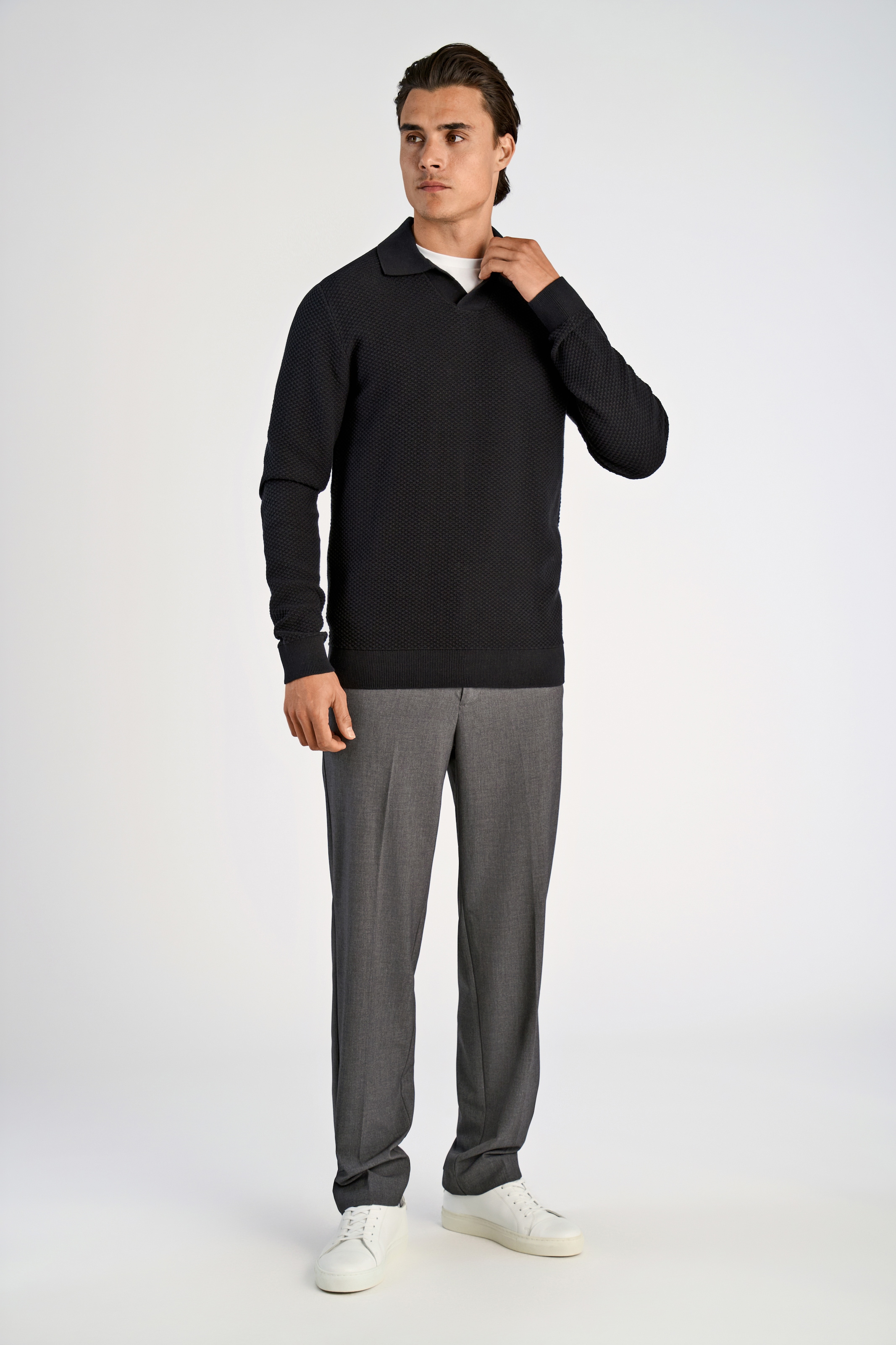 LINDBERGH Strickpullover mit Hemdkragen und leichter Struktur