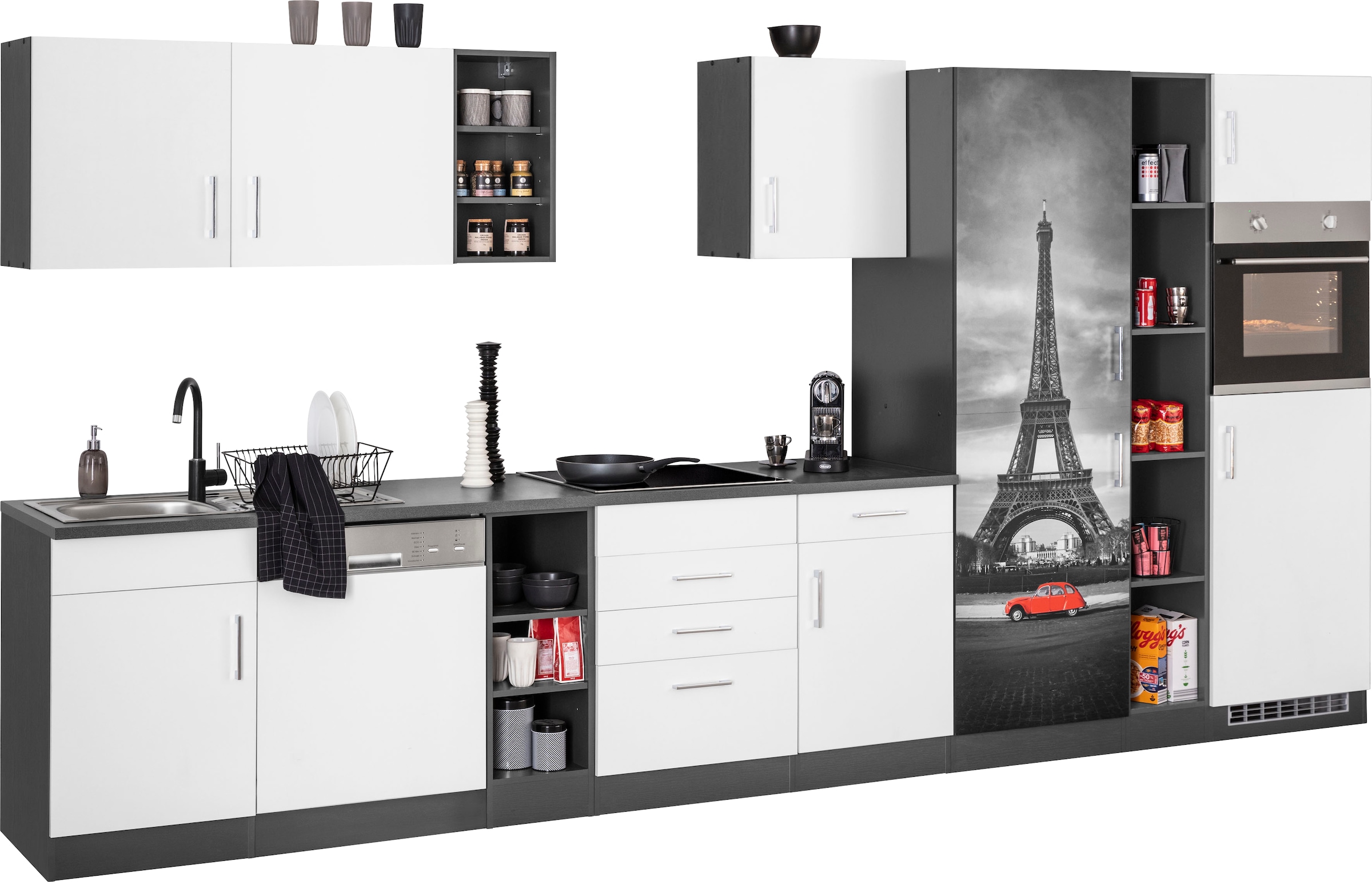 HELD MÖBEL Küchenzeile »Paris«, ohne E-Geräte, Breite 400 cm