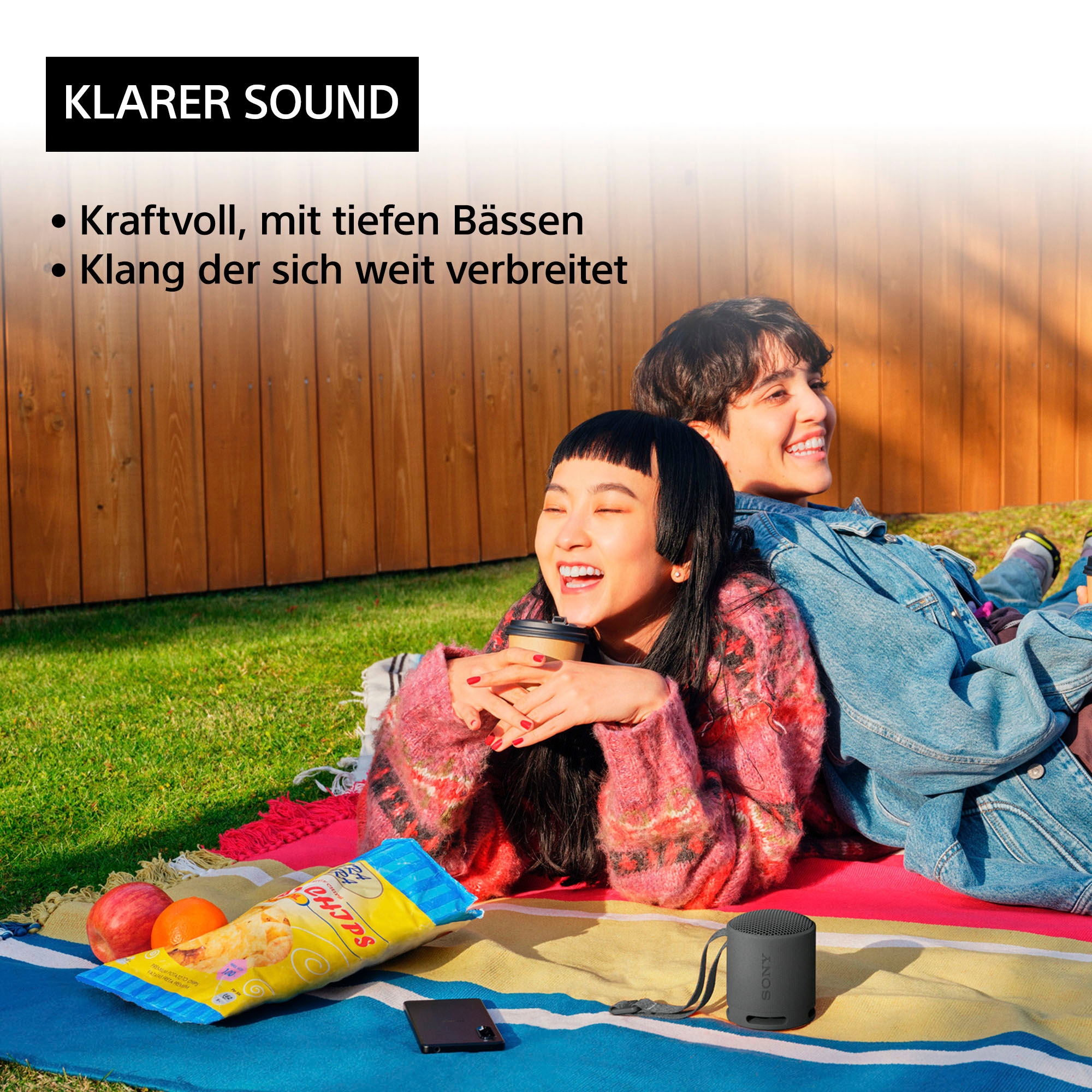 Sony Bluetooth-Lautsprecher »SRS-XB100«, Kabellos, wasser- und staubdicht, 16-Std.-Akku, umweltfreundlich