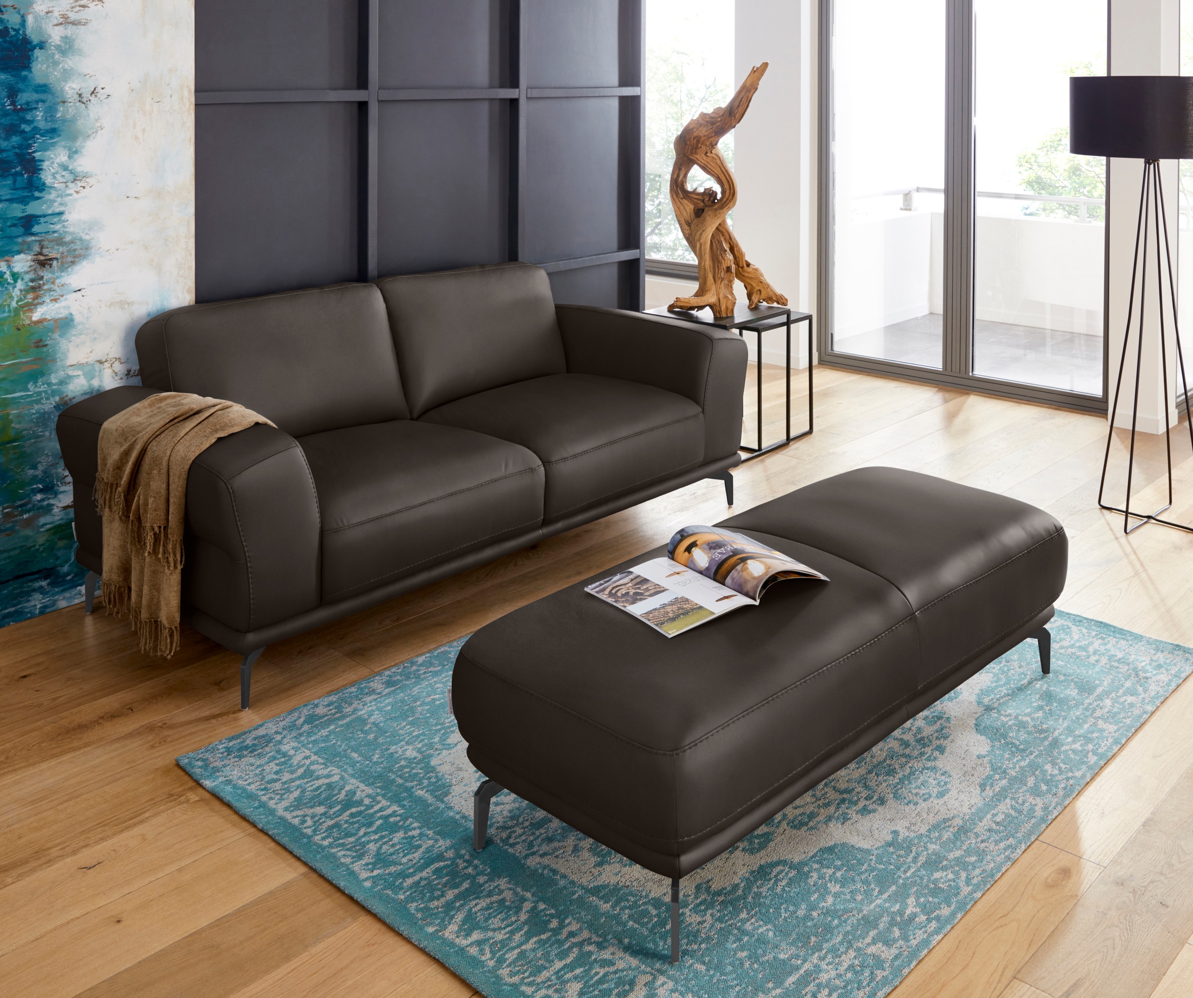 W.SCHILLIG 2-Sitzer »montanaa«, mit Metallfüßen in Schwarz pulverbeschichtet, Breite 192 cm