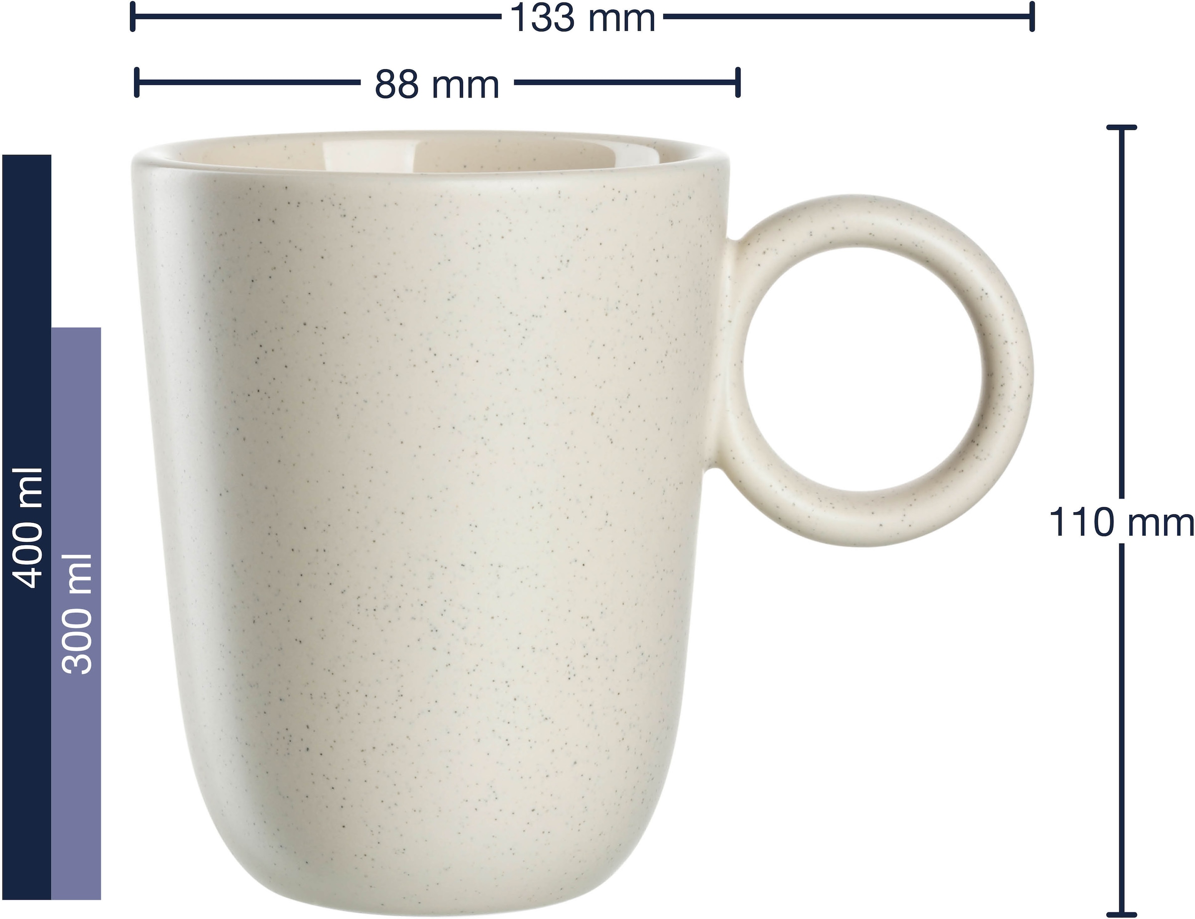 LEONARDO Tasse »Keramiktasse, ROMA, 6er-Set«, (Set, 6 tlg.), spülmaschinengeeignet