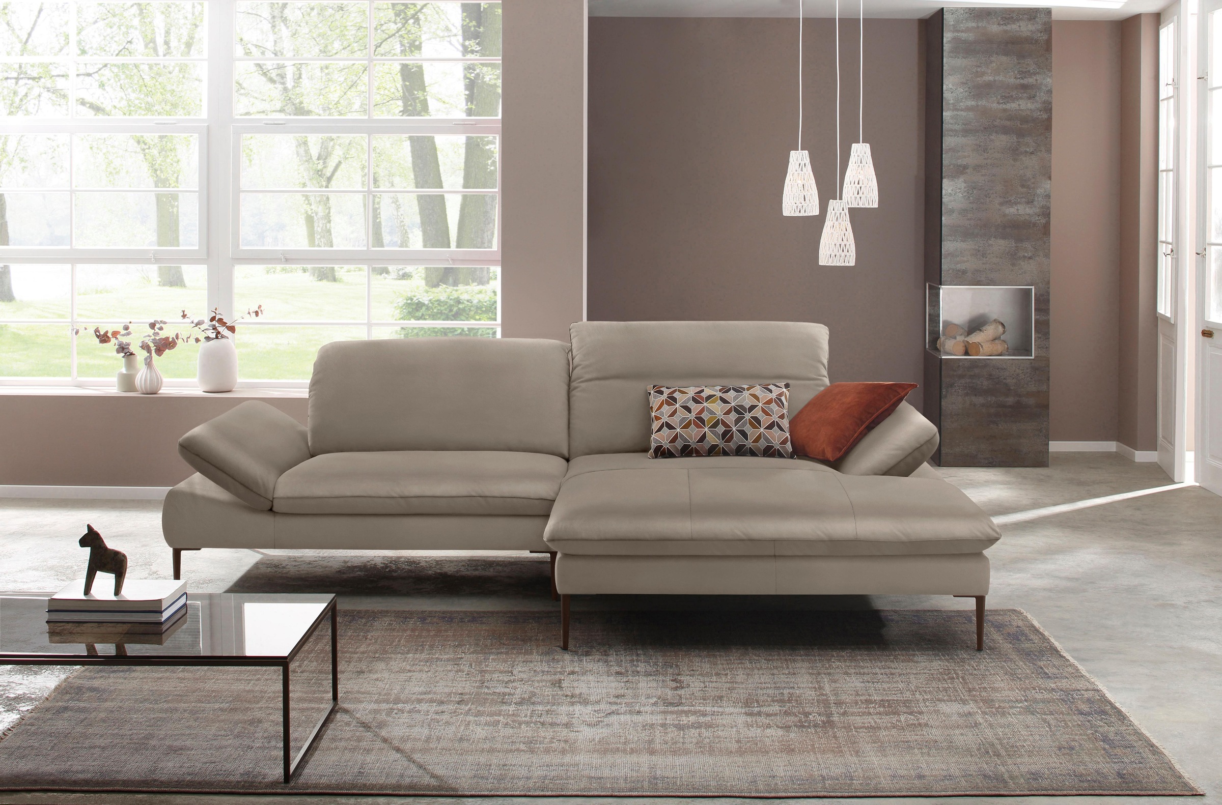 W.SCHILLIG Ecksofa »enjoy&MORE, Designsofa, elegant und bequem, L-Form«, Sitztiefenverstellung, Füße bronze pulverbeschichtet, Breite 294 cm