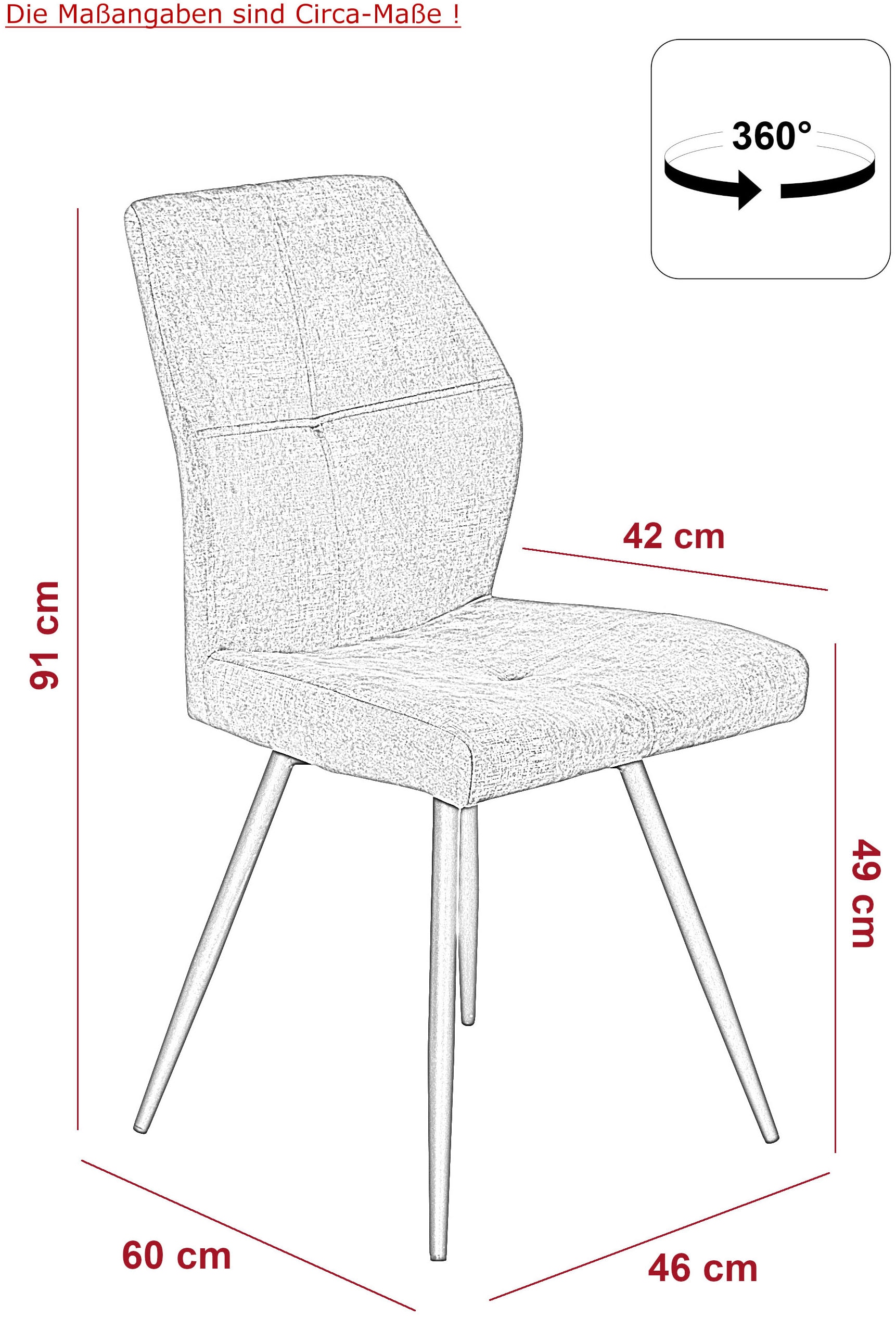 HELA Essgruppe »ELBE« Set, 5 tlg. tlg. Essgruppe, Säulentisch, 4-Fußstuhl 360° drehbar, Vintage Optik