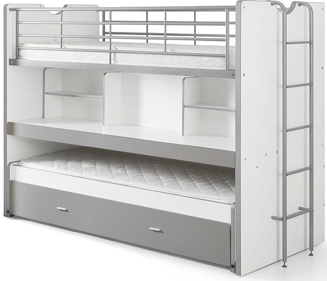 Vipack Hochbett »Bonny, mit 3 Schlafgelegenheiten, super praktisch im Kinderzimmer«, (B/H/T ca. 222x161x102cm, Dekor Oberfläche, in verschieden Farben), mit großer Schreibplatte, Regalfächern, viel Funktion auf kleinem Raum