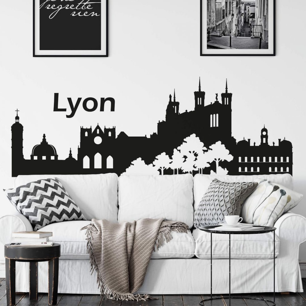 Wall-Art Wandtattoo »XXL Stadt Skyline Lyon 120cm«, (1 St.)