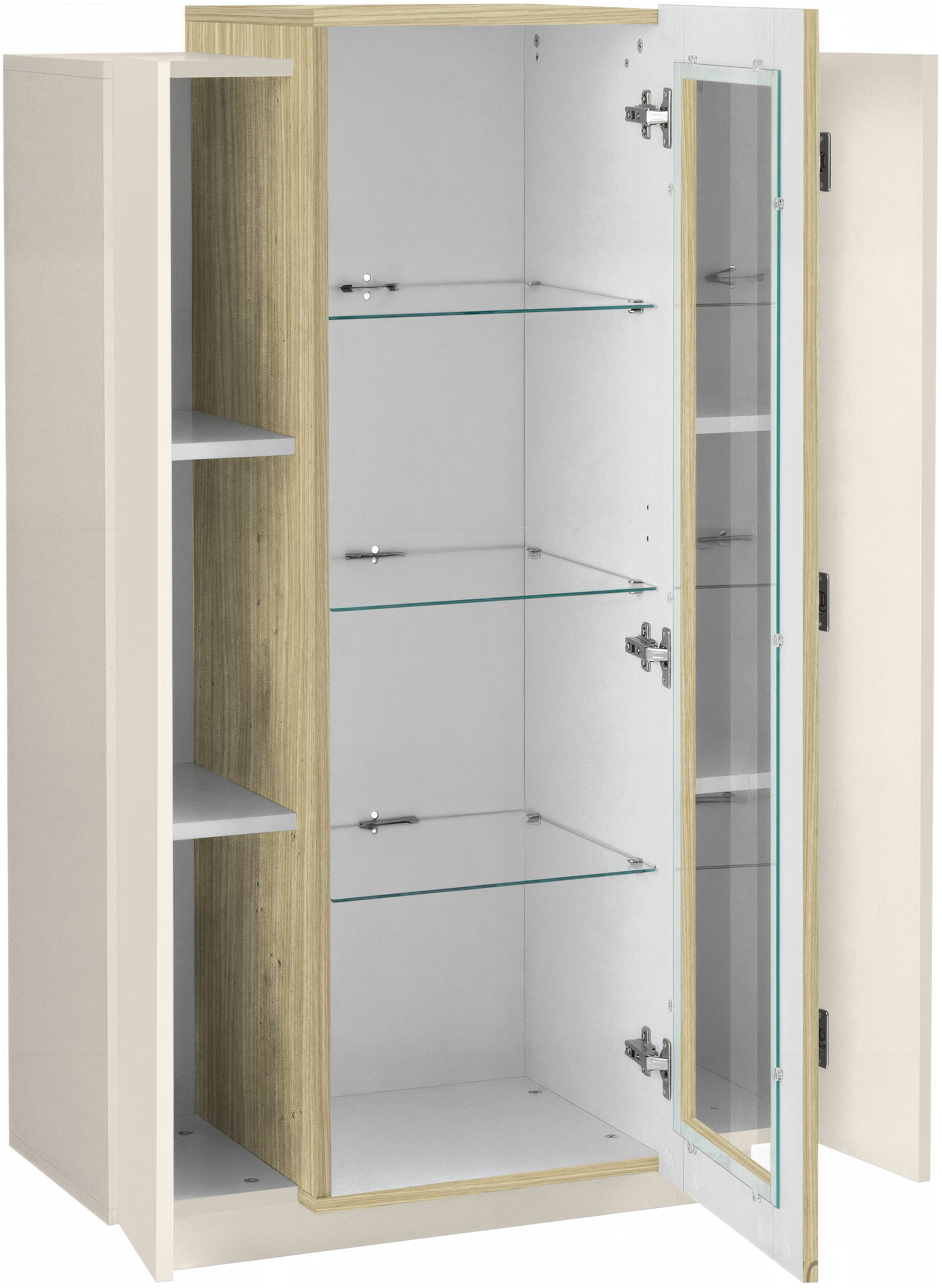 Home affaire Vitrine »Coro, Vitrine, Glasvitrine, Vitrinenschrank, Stauraumvitrine« 3 Türen davon 1 Glastür, 9 Fächer, Doppeltiefe,  Höhe 120,5cm