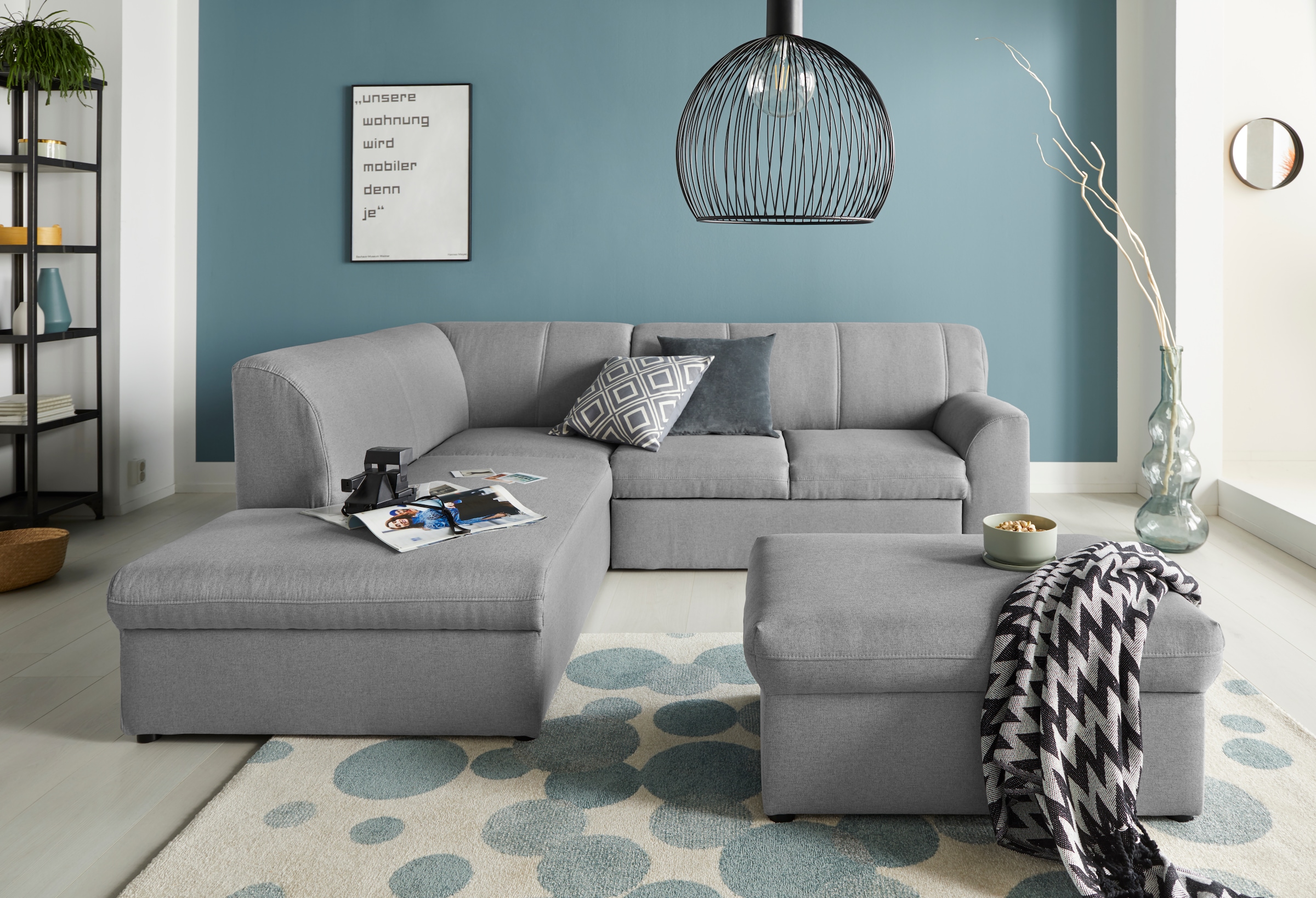 DOMO collection Ecksofa »Topper zeitlos elegant, kompakte Stellmaße, OTTOs Choice, L-Form«, mit Ottomane, wahlweise mit Schlaffunktion