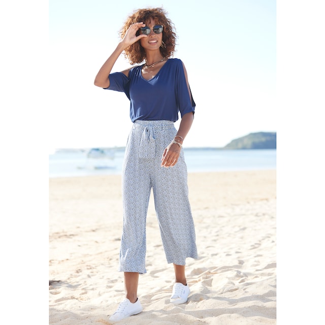 LASCANA Culotte, (mit Bindegürtel), und Tupfenprint, leicht und elastisch,  Jerseyhose, Sommerhose online kaufen