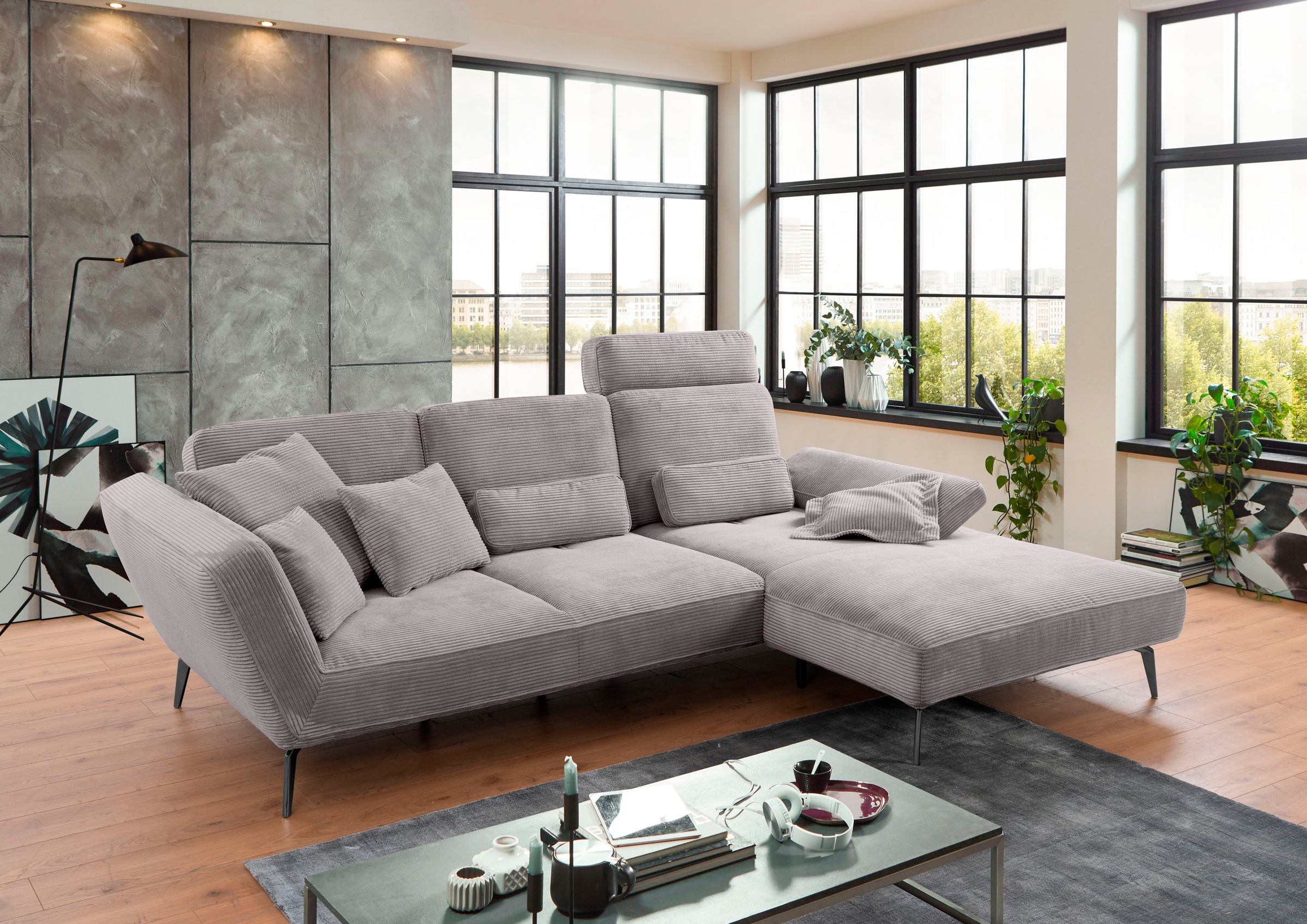 set one by Musterring Ecksofa "SO 4500, Füße schwarz matt, inkl Schwenkrück günstig online kaufen