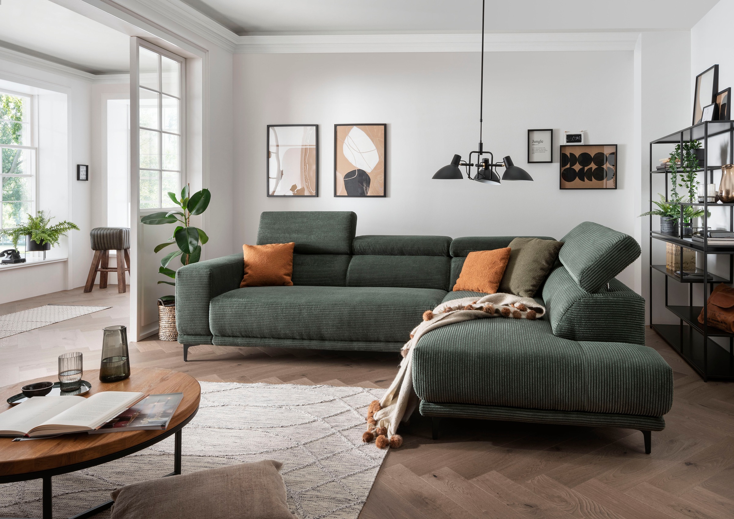 alina Ecksofa »Hikari«, wahlweise mit Sitzvorzug, in modernem Cordstoff, Breite 276 cm