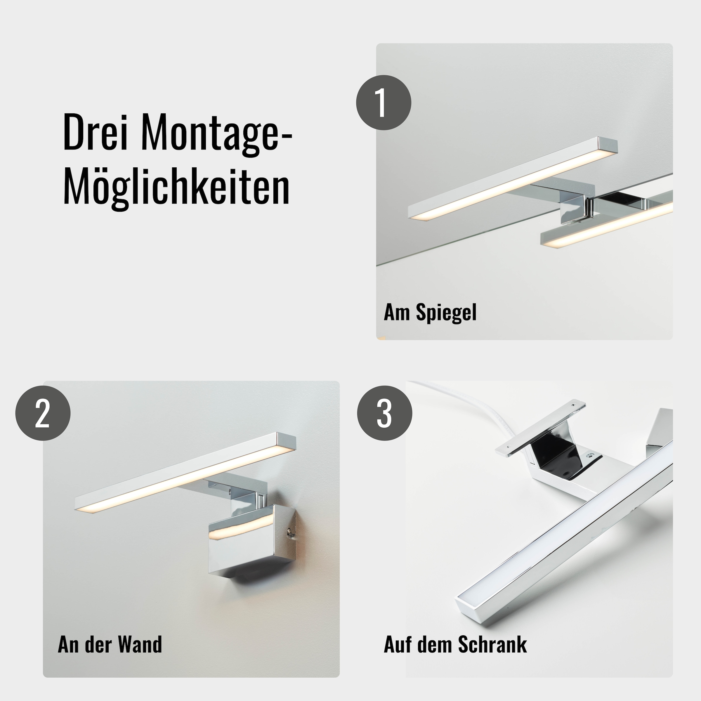 Loevschall Spiegelleuchte »Lagan NextGen, Badezimmer Lampe, LED Spiegelleuchte«, Spiegellampen für das Bad