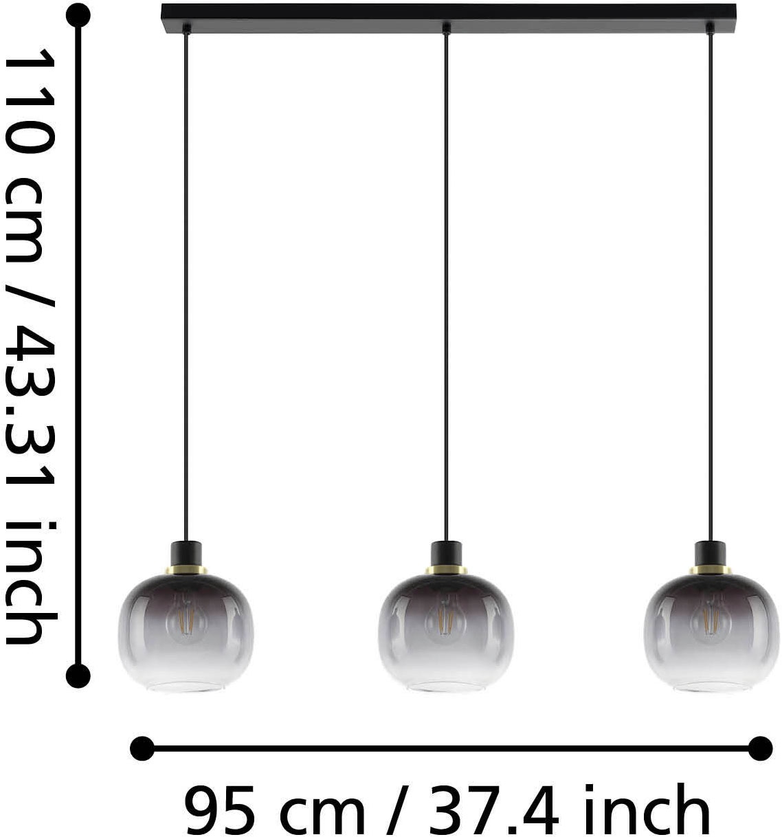 EGLO Hängeleuchte »OILELLA Pendellampe - Stahl - E27 - 3X40W - IP20« E27 1 Stk. Hängelampe, Deckenlampe, Wohnzimmer, Esszimmer, L95 x B19 x H110 cm