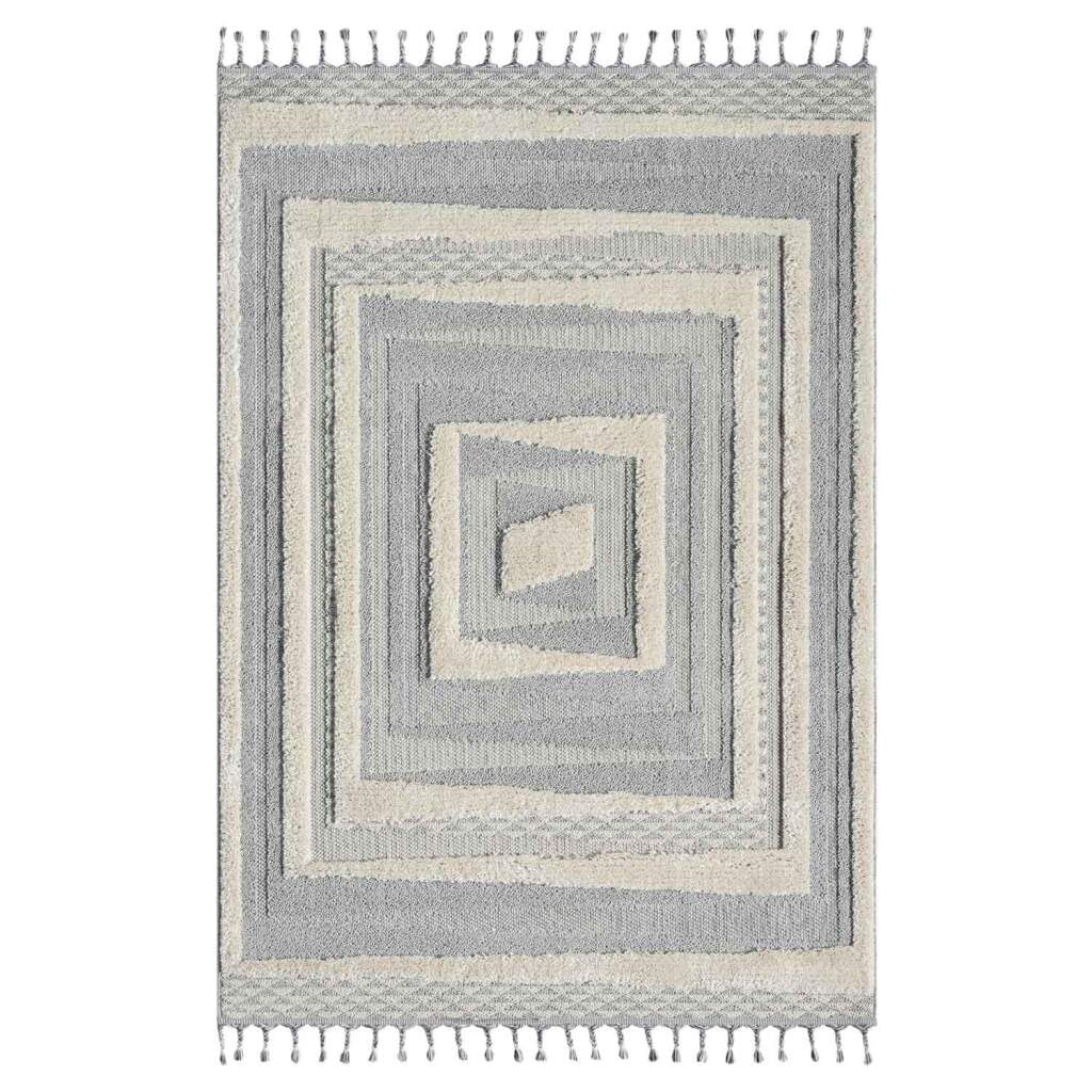 Carpet City Hochflor-Teppich »VALENCIA 940«, rechteckig, 20 mm Höhe, Läufer, Boho-Stil, Hochtief-Muster/ 3D-Effekt, mit Fransen