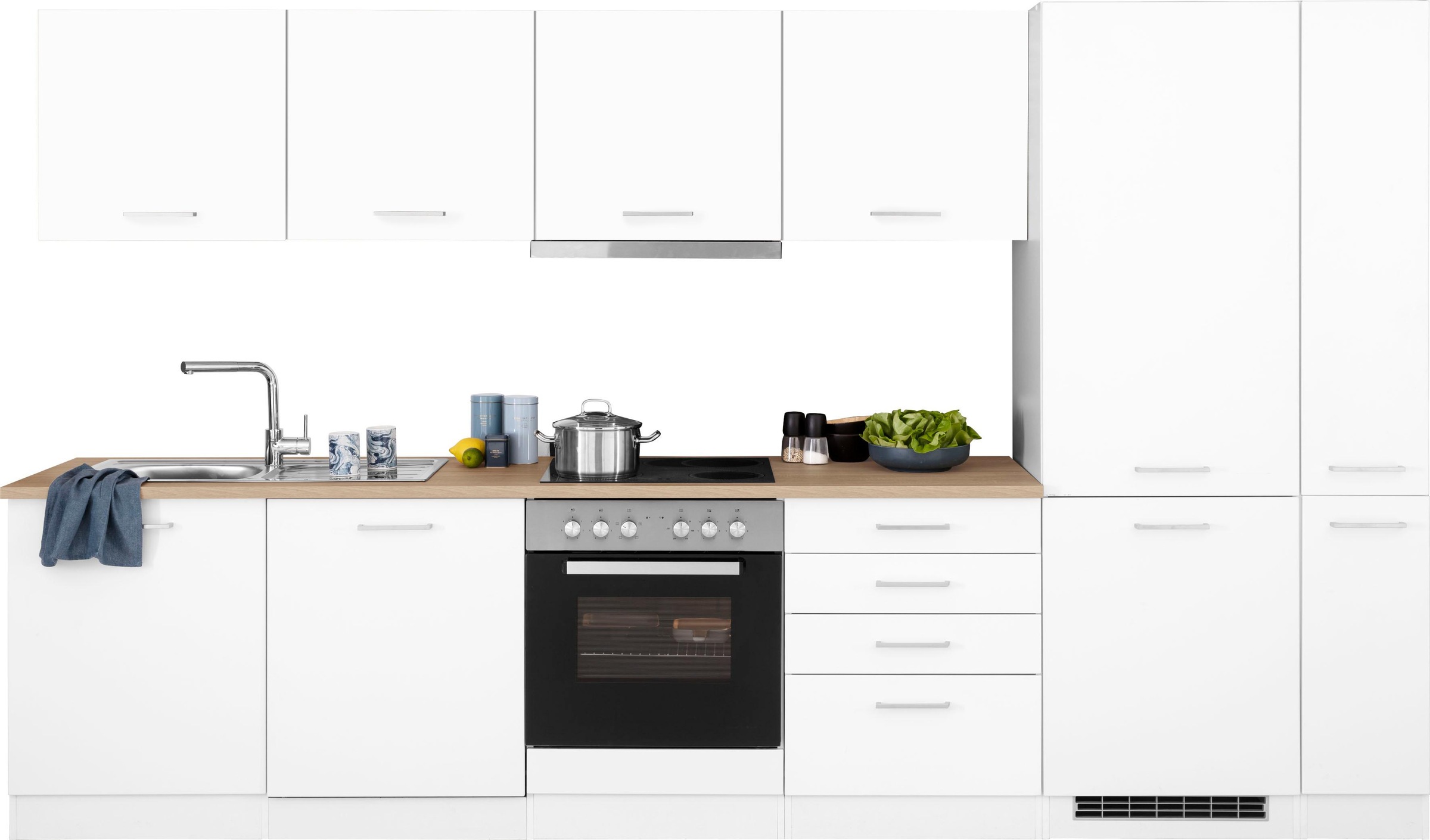 KOCHSTATION Küchenzeile »KS-Visby«, mit E-Geräten, Breite 330 cm, inkl. Küh günstig online kaufen