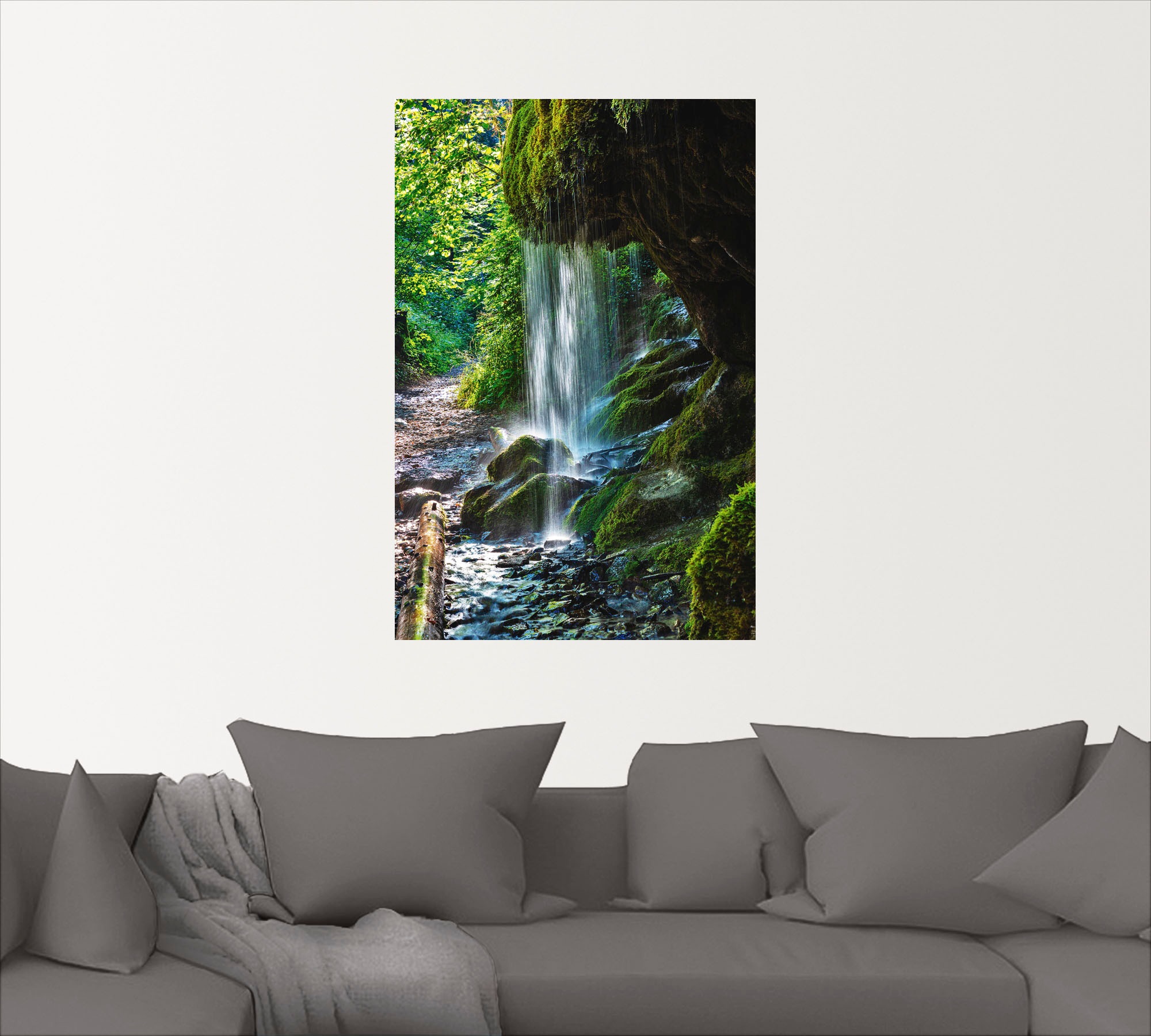 Artland Wandbild »Moosbedeckter Wasserfall«, Wasserfallbilder, (1 St.), als Alubild, Outdoorbild, Leinwandbild, Wandaufkleber, versch. Größen