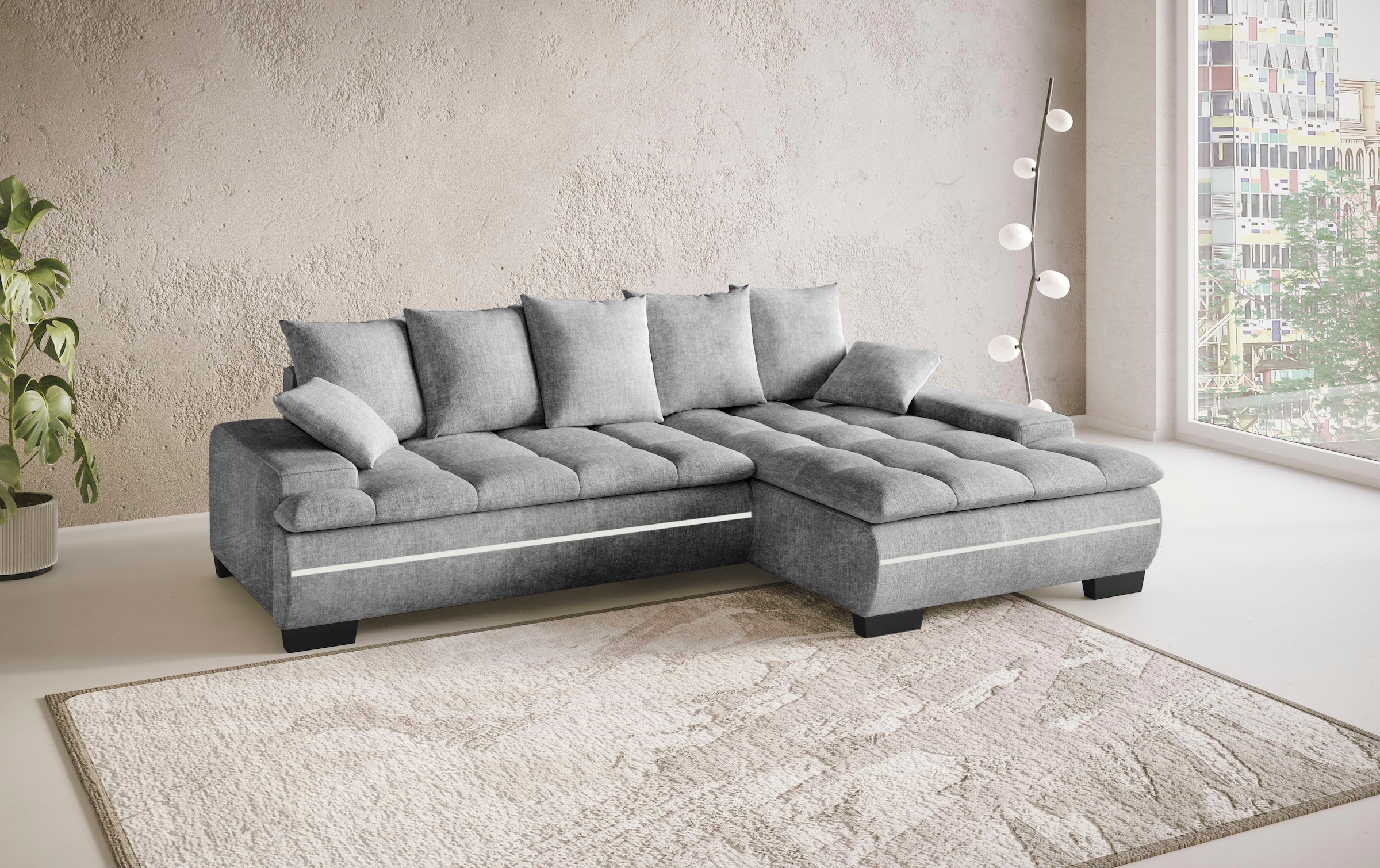 Mr. Couch Ecksofa »Haiti II, L-Form«, RGB-LED Beleuchtung, wahlweise mit Kaltschaum, Bett, Bettkasten