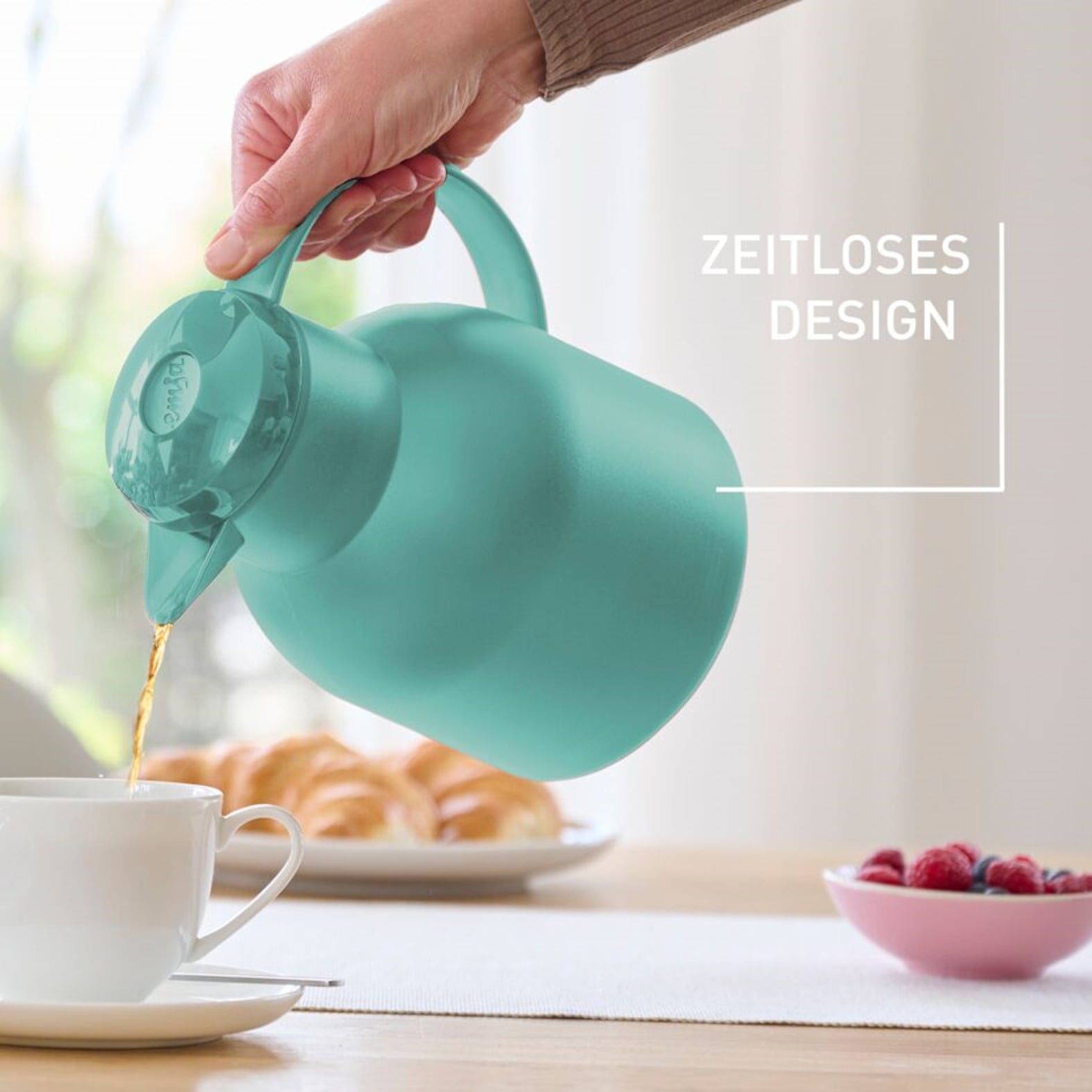 Emsa Isolierkanne »Samba«, 1 l, zeitloses Design, einfacher Knopfdruck, 24h kalt, 12h warm