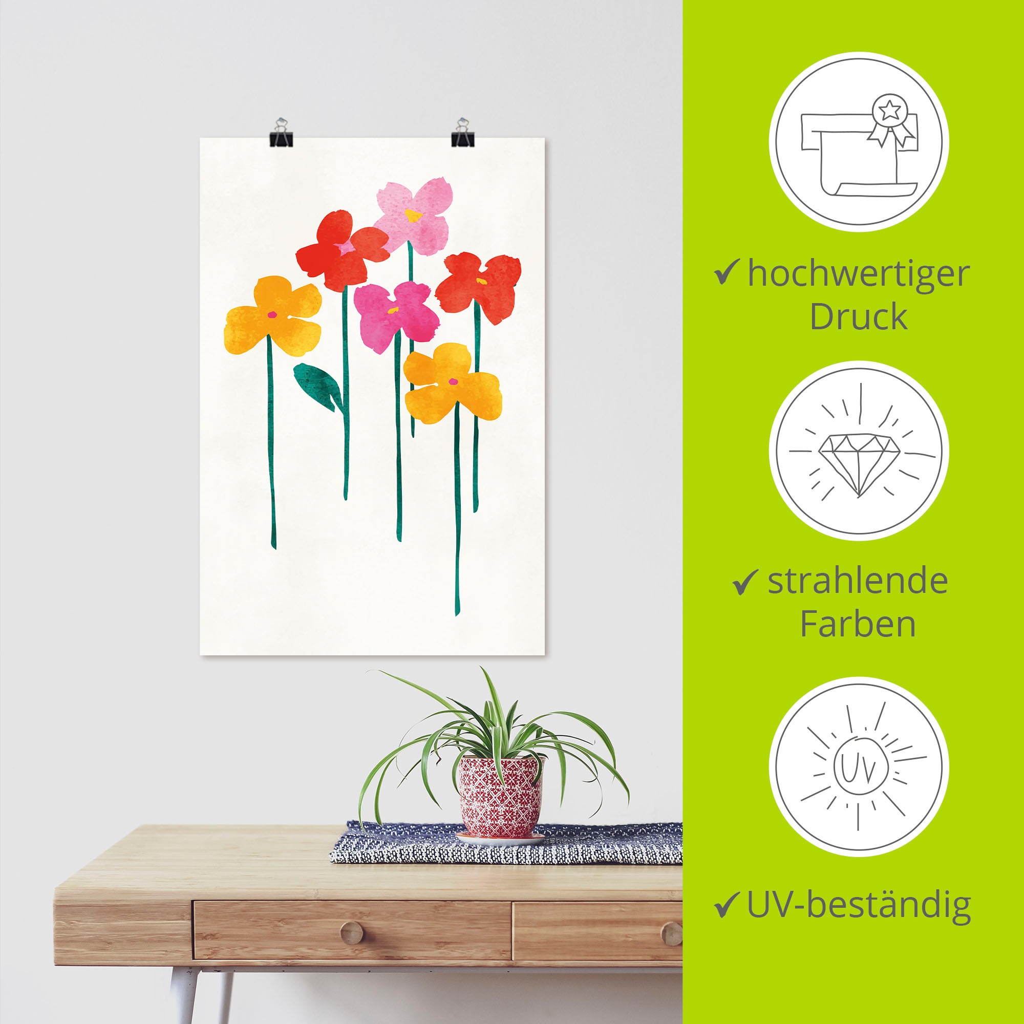 Artland Wandbild »Kleine glückliche Blumen«, Blumenbilder, (1 St.), als Leinwandbild, Poster in verschied. Größen